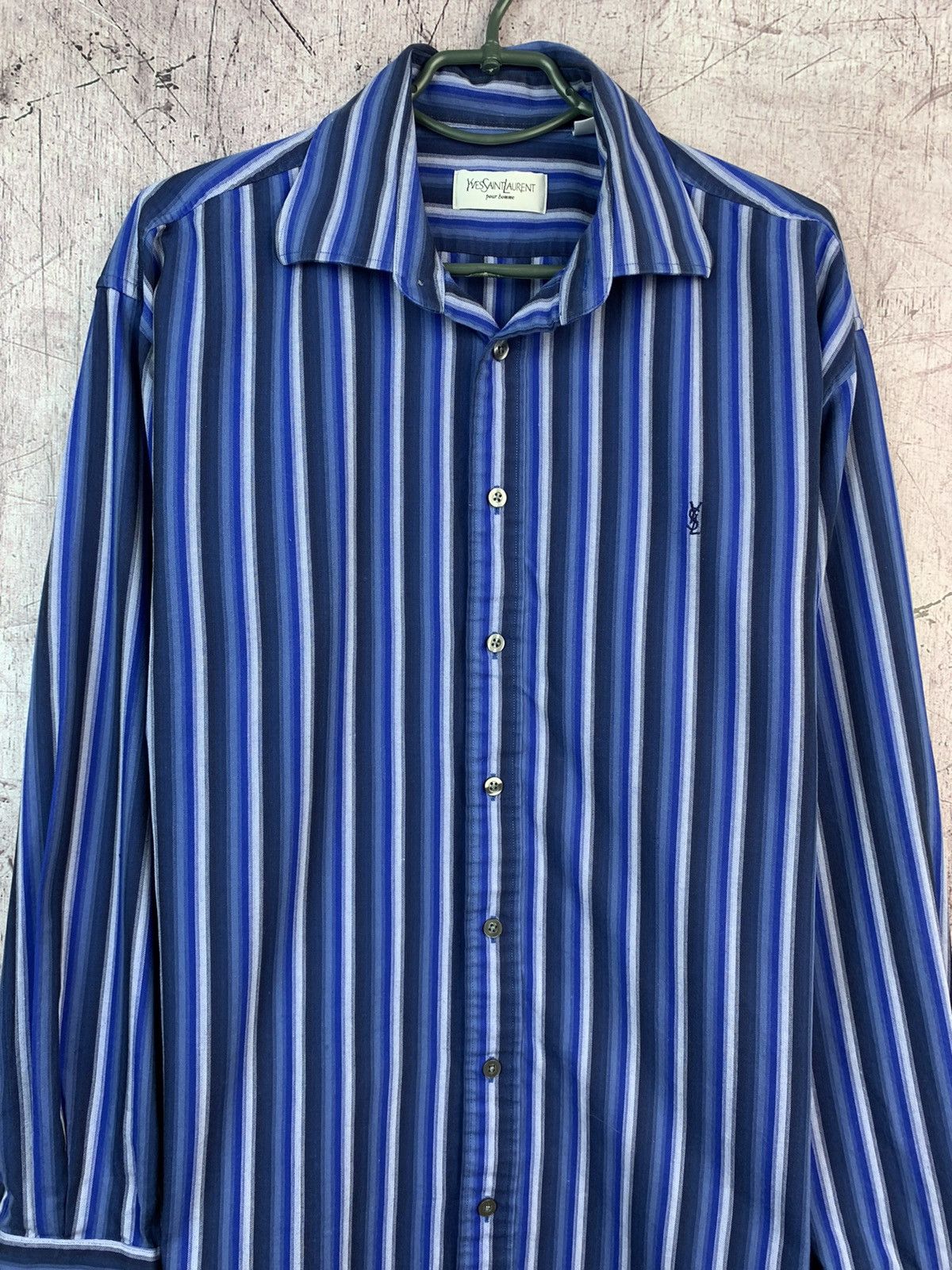 Yves Saint Laurent Yves Saint Laurent Mens Long Sleeve Striped Shirt Size US L / EU 52-54 / 3 - 3 Thumbnail
