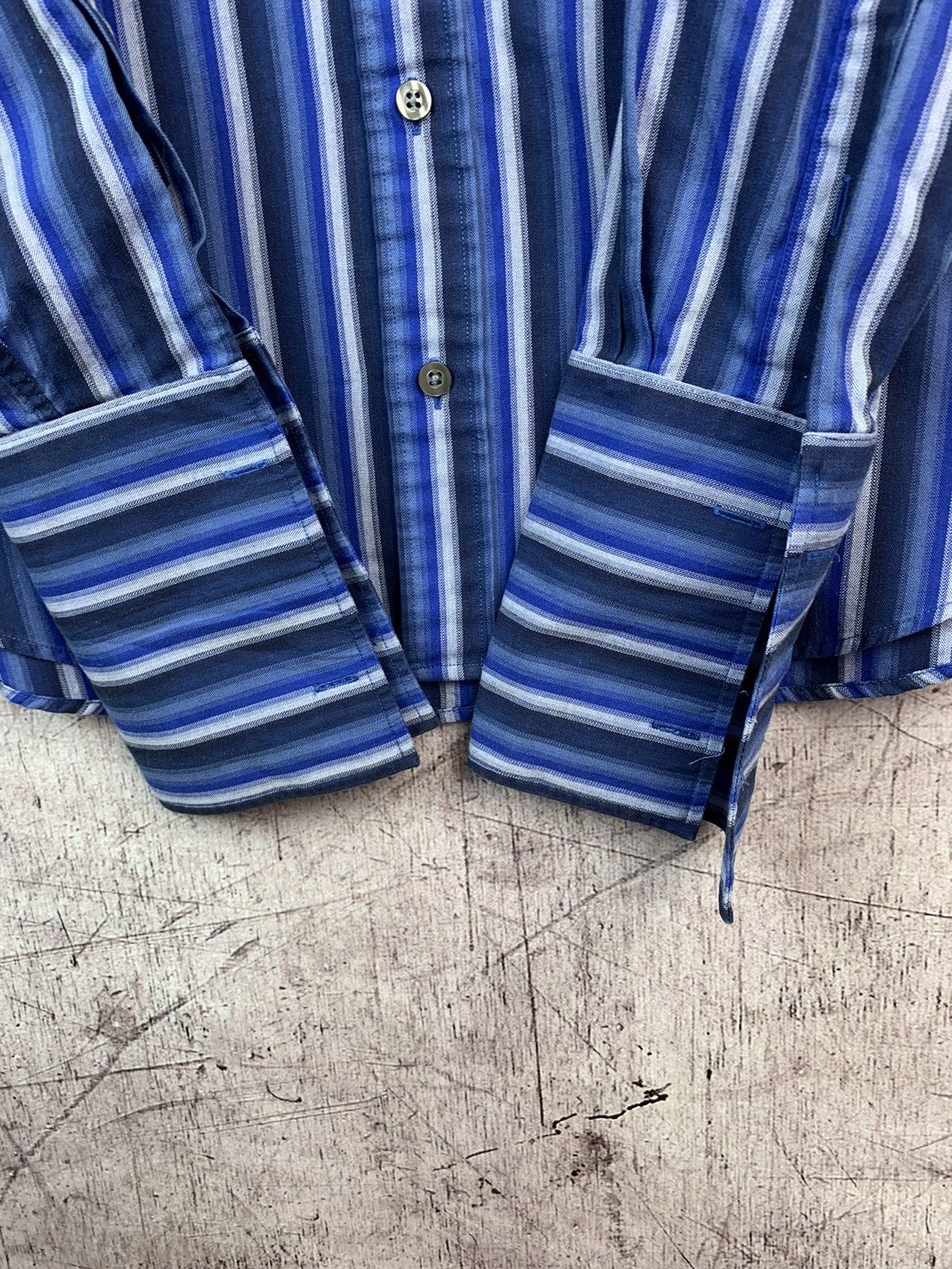 Yves Saint Laurent Yves Saint Laurent Mens Long Sleeve Striped Shirt Size US L / EU 52-54 / 3 - 6 Thumbnail