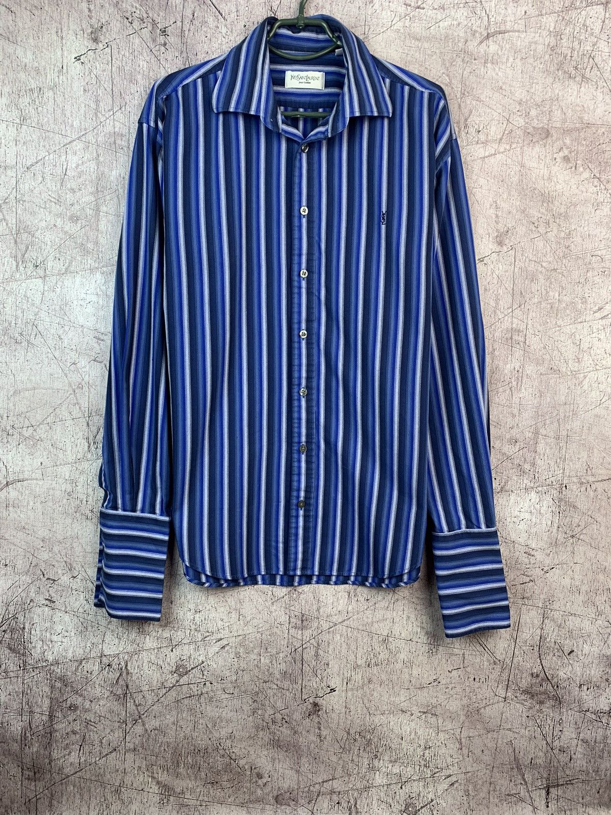 Yves Saint Laurent Yves Saint Laurent Mens Long Sleeve Striped Shirt Size US L / EU 52-54 / 3 - 1 Thumbnail