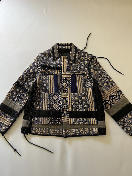 Craig Green SS17 block print quilted jacket in blue Grailed