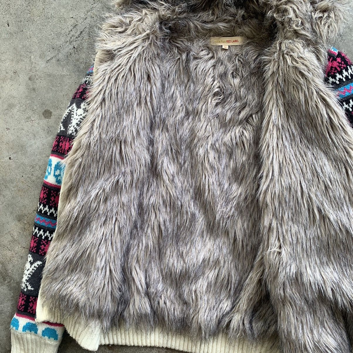 Japanese Brand Place Plan Red Label faux fur hoodie knitwear sweater jacket Size US M / EU 48-50 / 2 - 10 Thumbnail