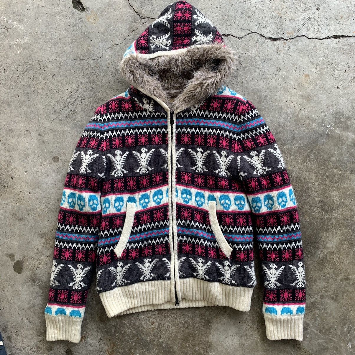 Japanese Brand Place Plan Red Label faux fur hoodie knitwear sweater jacket Size US M / EU 48-50 / 2 - 11 Thumbnail