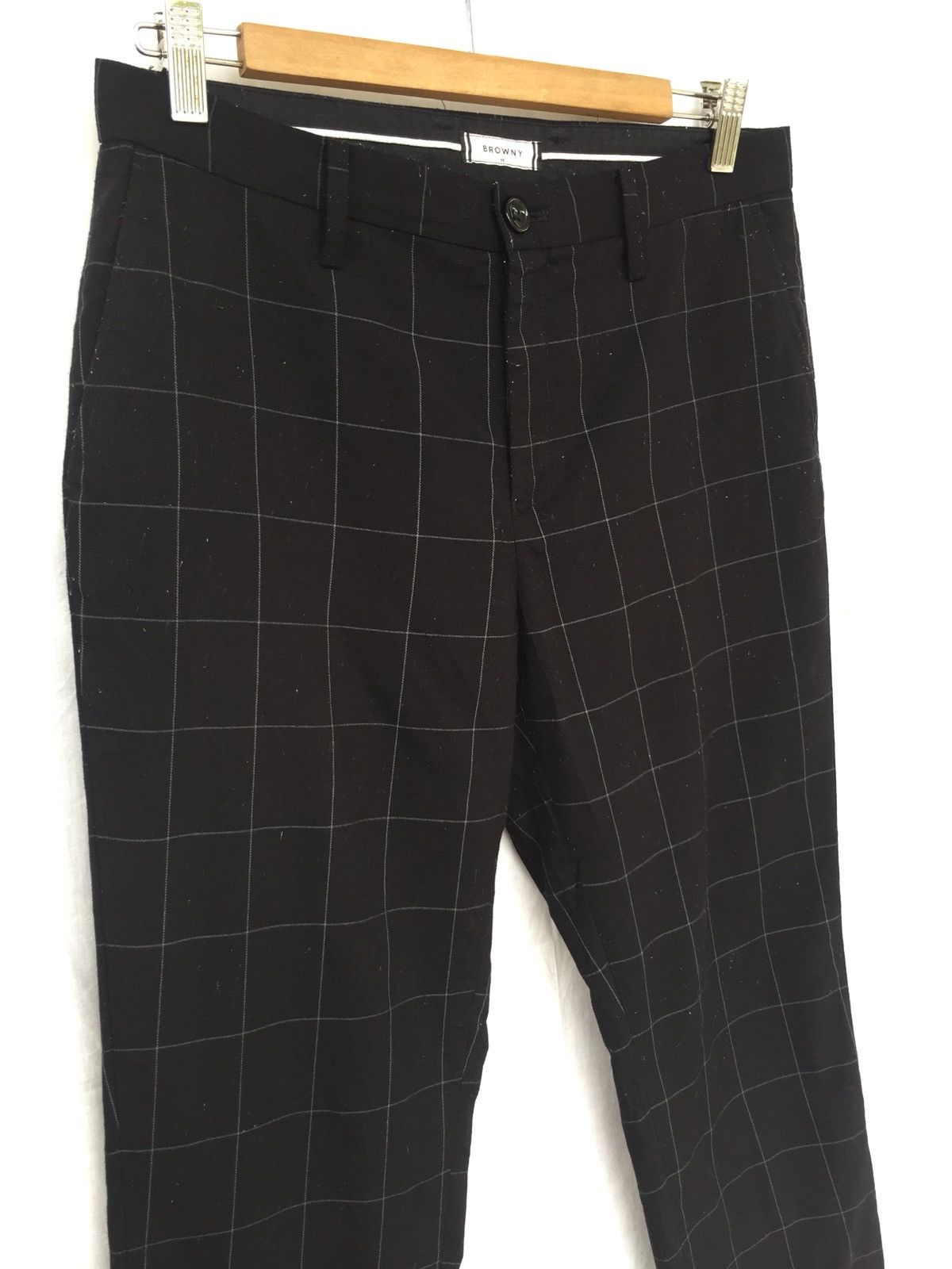 Japanese Brand Browny 🇯🇵 Checked Plaid Slim Fit Casual Pants Size US 31 - 1 Thumbnail