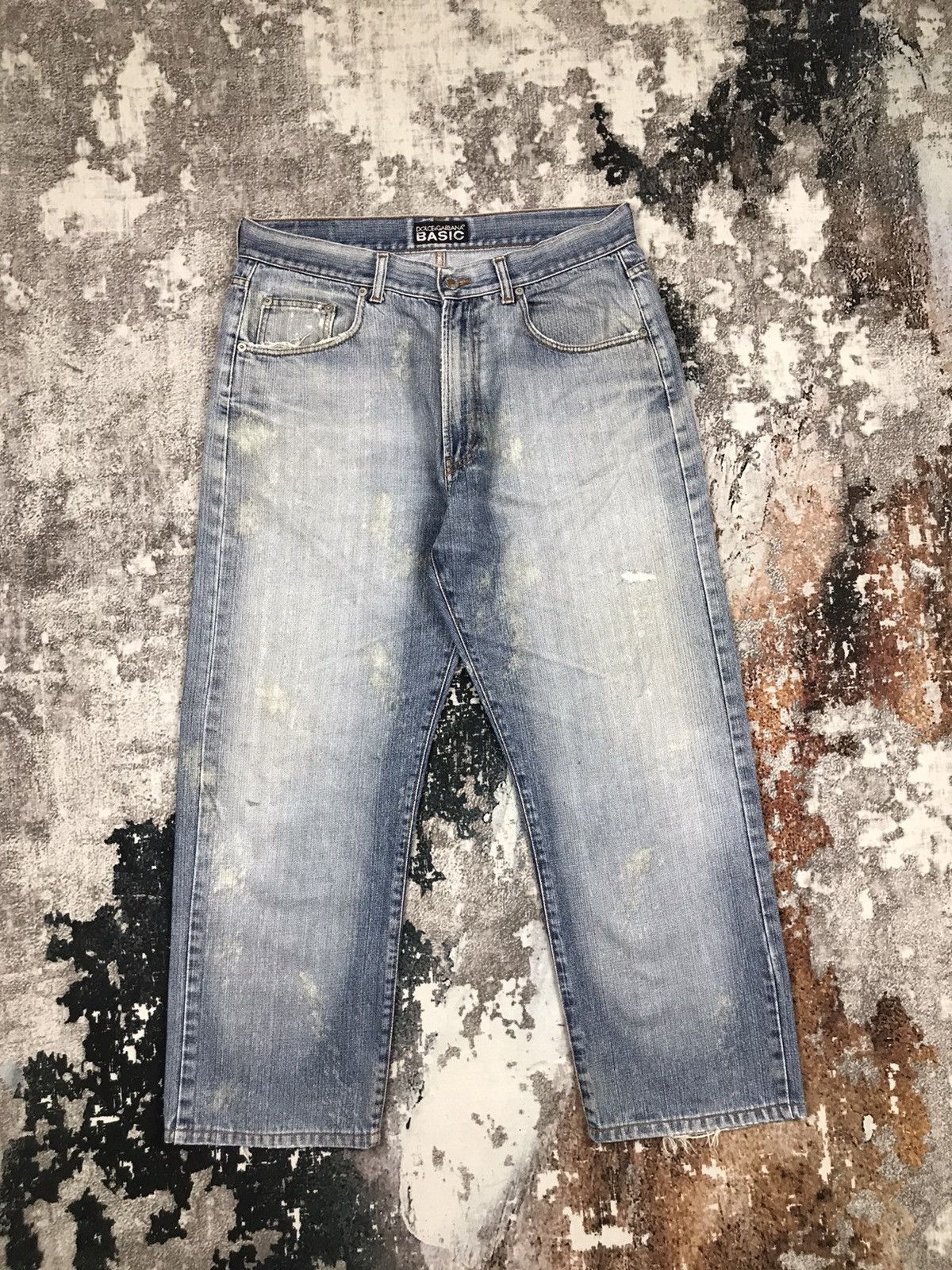 image of Distressed Denim x Dolce Gabbana Vintage Dolce & Gabbana Baggy Light Stone Wash Denim Jeans in Blue