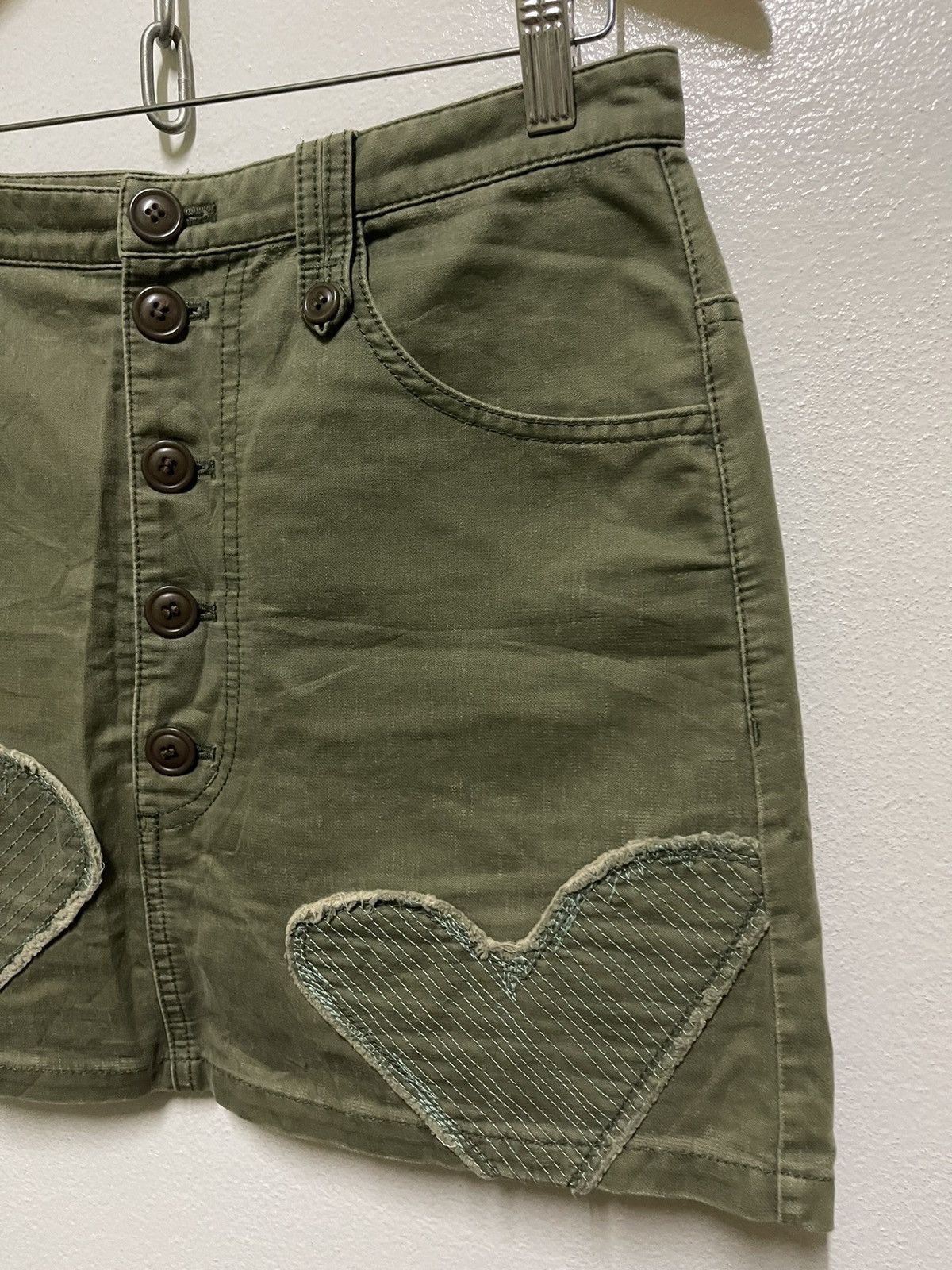 Issey Miyake × Japanese Brand Sunao Kuwahara Mini Skirt Green Army Distressed Size 30" / US 8 / IT 44 - 4 Thumbnail