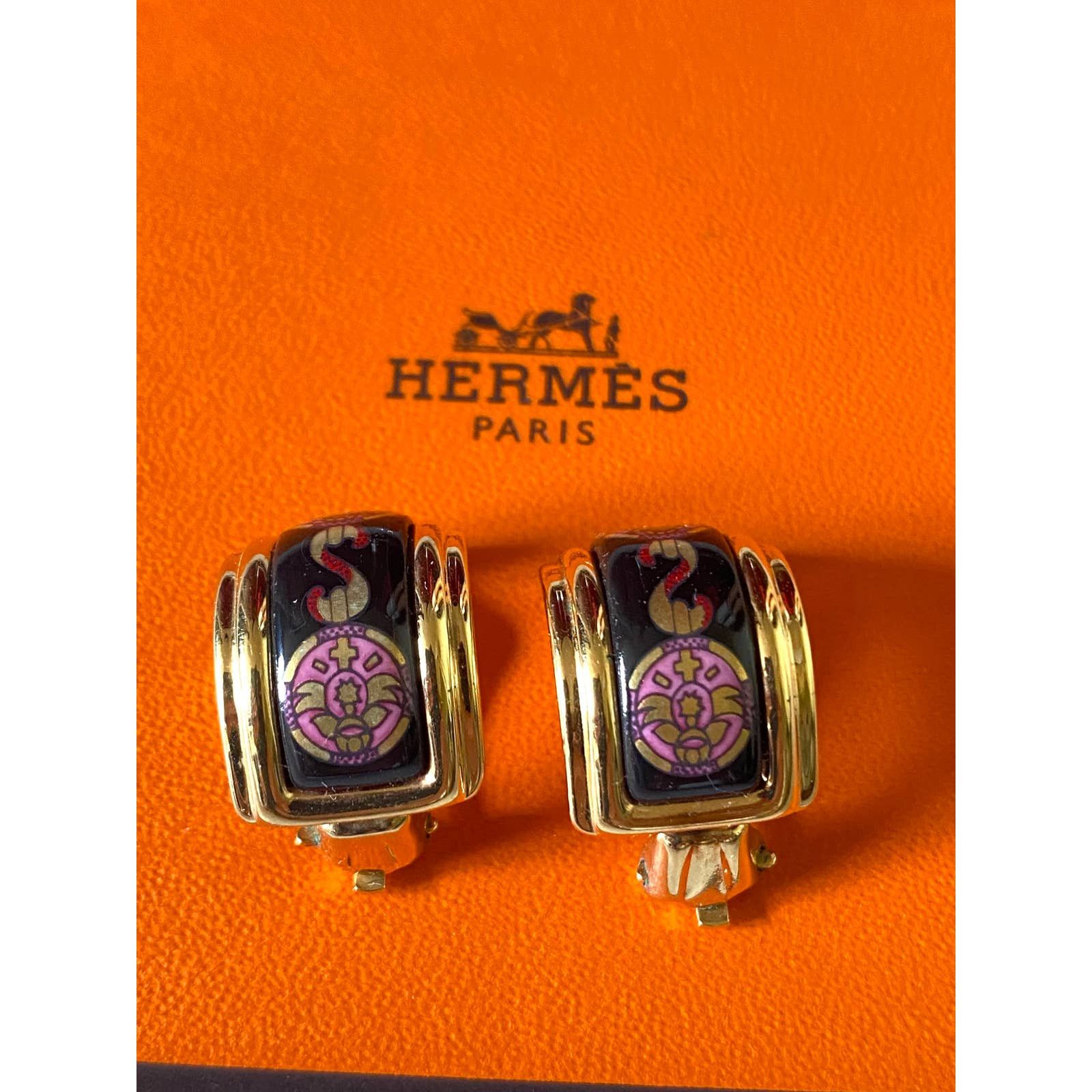 Hermes HERMÈS Vintage Enamel Clip On Earrings Size ONE SIZE - 2 Preview