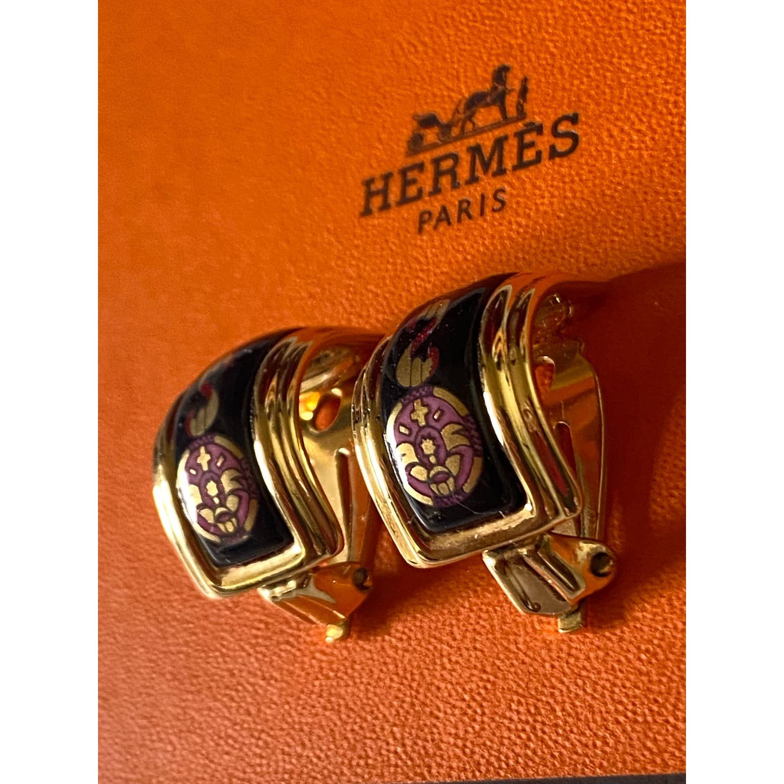 Hermes HERMÈS Vintage Enamel Clip On Earrings Size ONE SIZE - 6 Thumbnail
