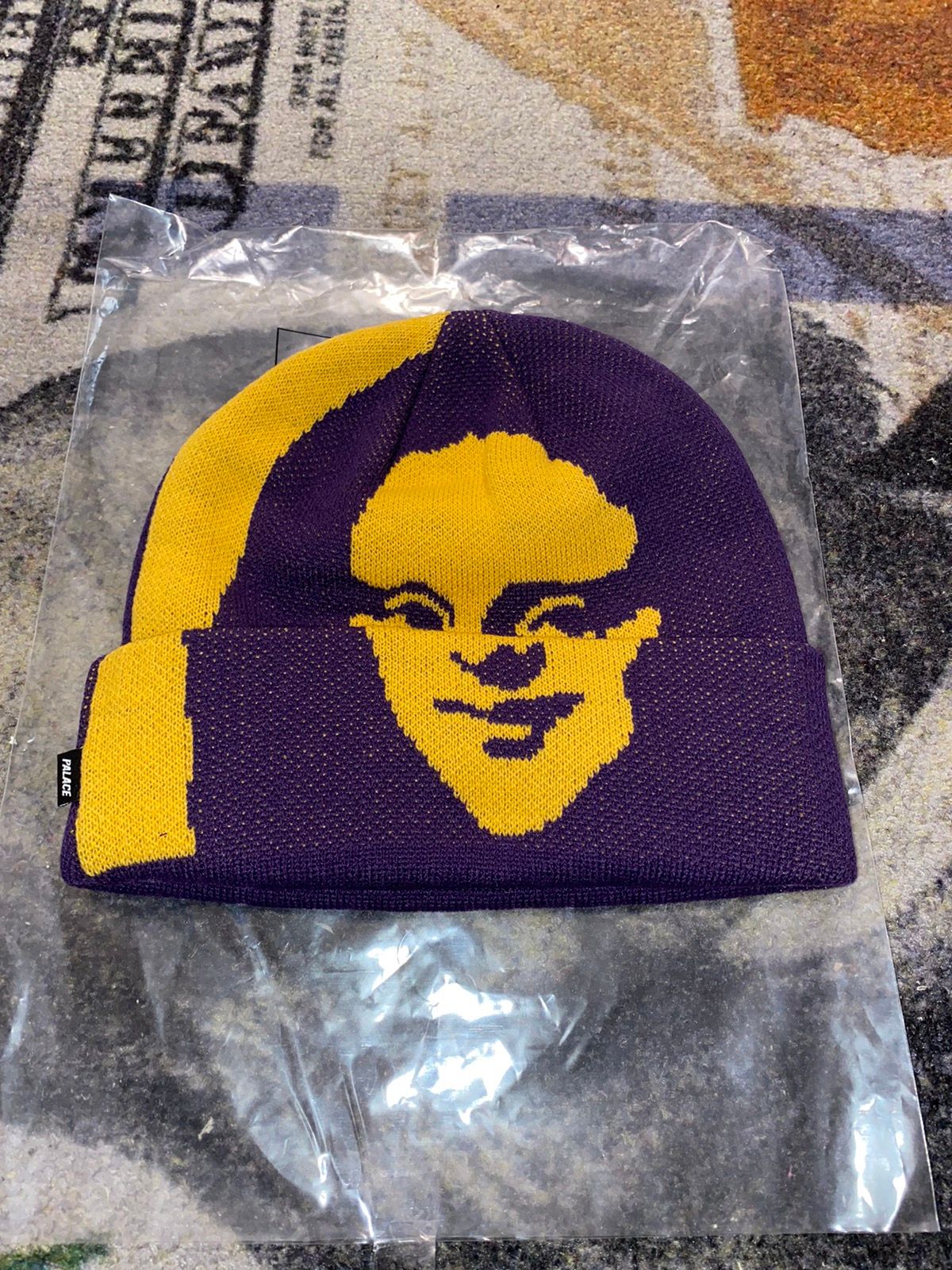 Pre-owned Palace Mona Lisa Beanie Purple In Purple Yellow