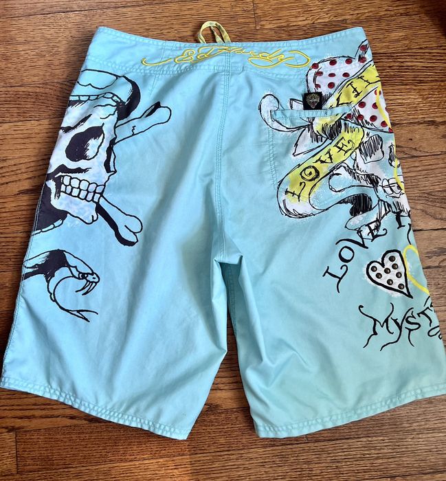 Vintage Vintage Ed Hardy “Surf or die” swim trunk shorts 33 Grailed