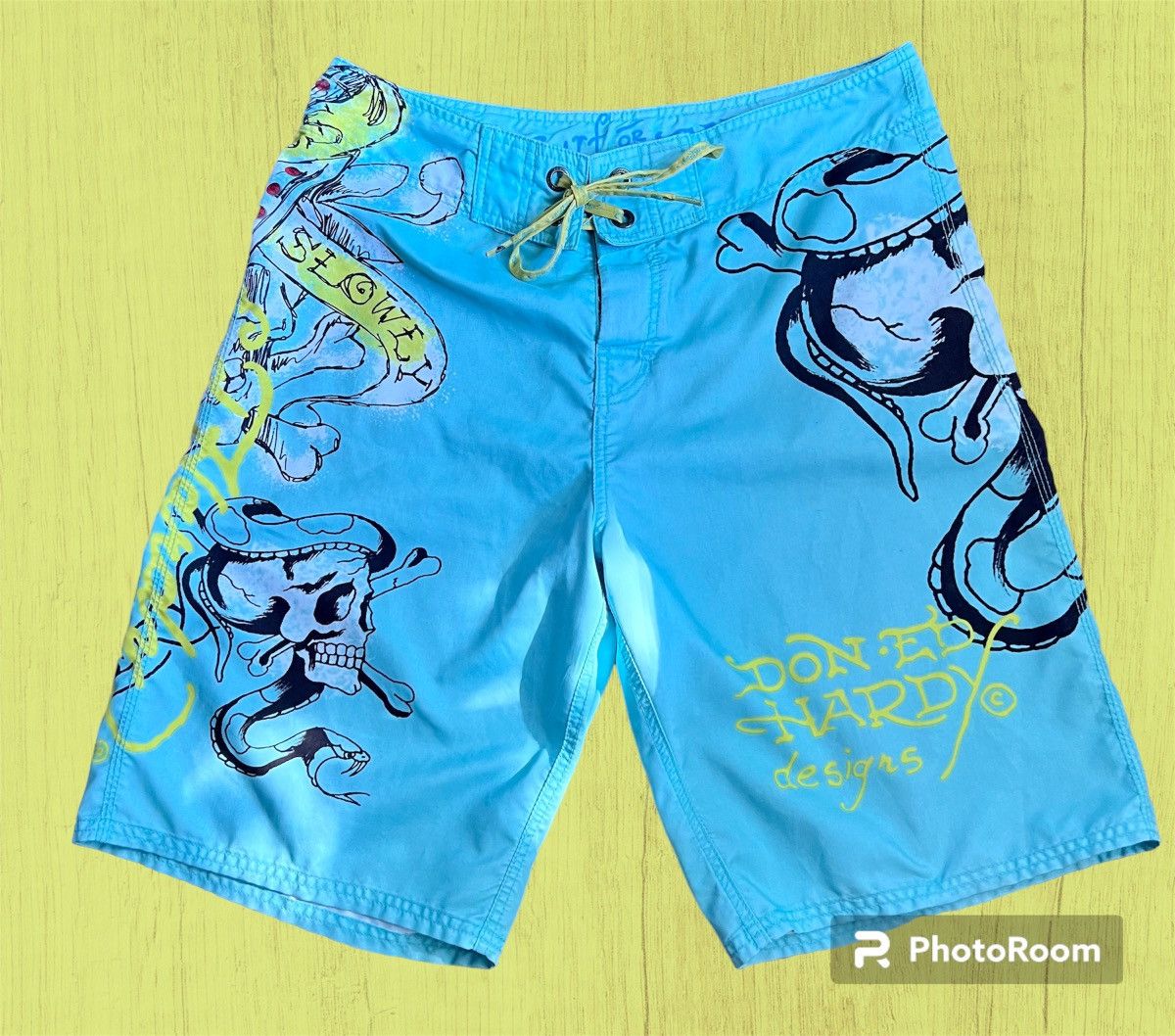 Vintage Vintage Ed Hardy “Surf or die” swim trunk shorts 33 Grailed