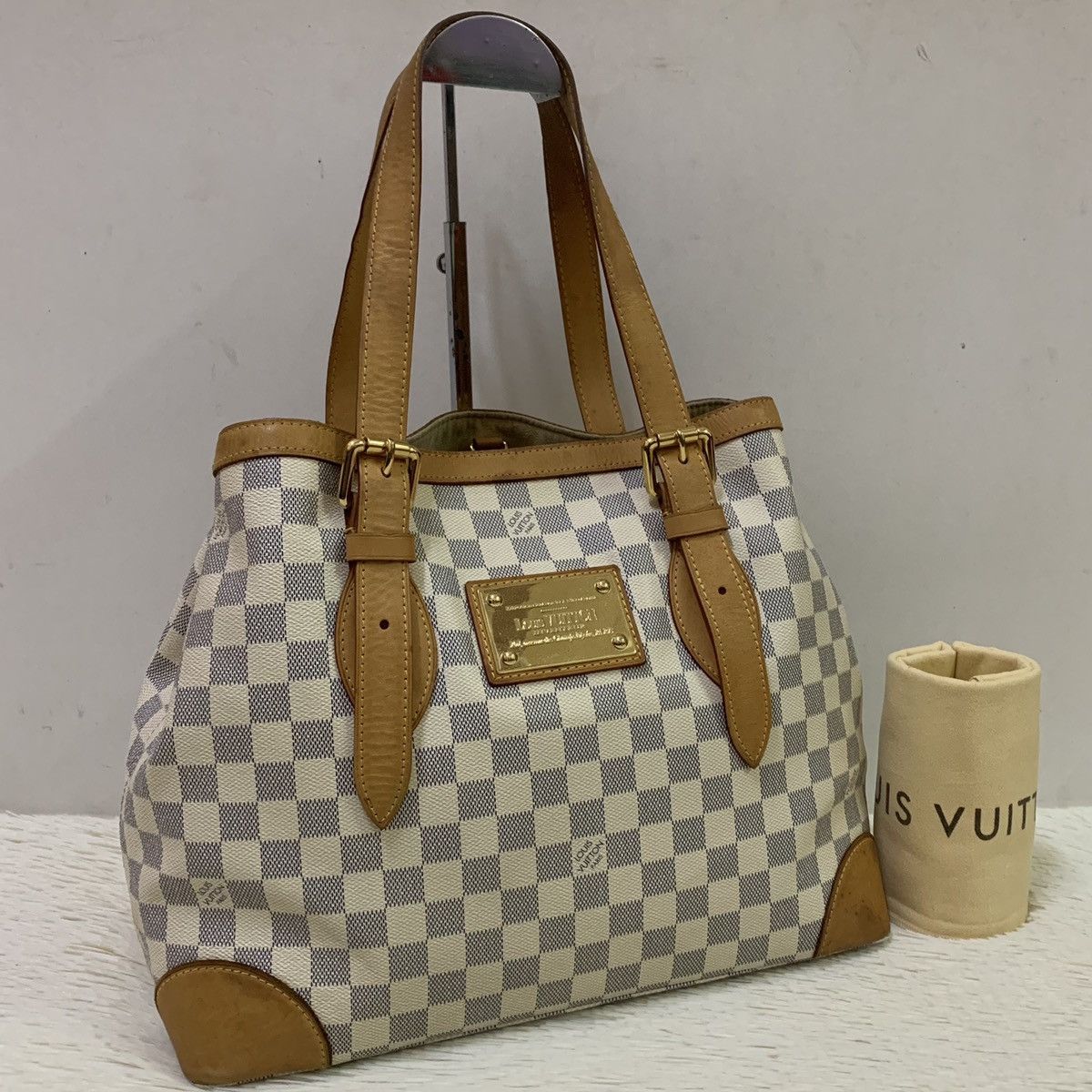 Louis Vuitton LOUIS VUITTON Hampstead MM Damier Azur Tote Bag Size ONE SIZE - 1 Thumbnail