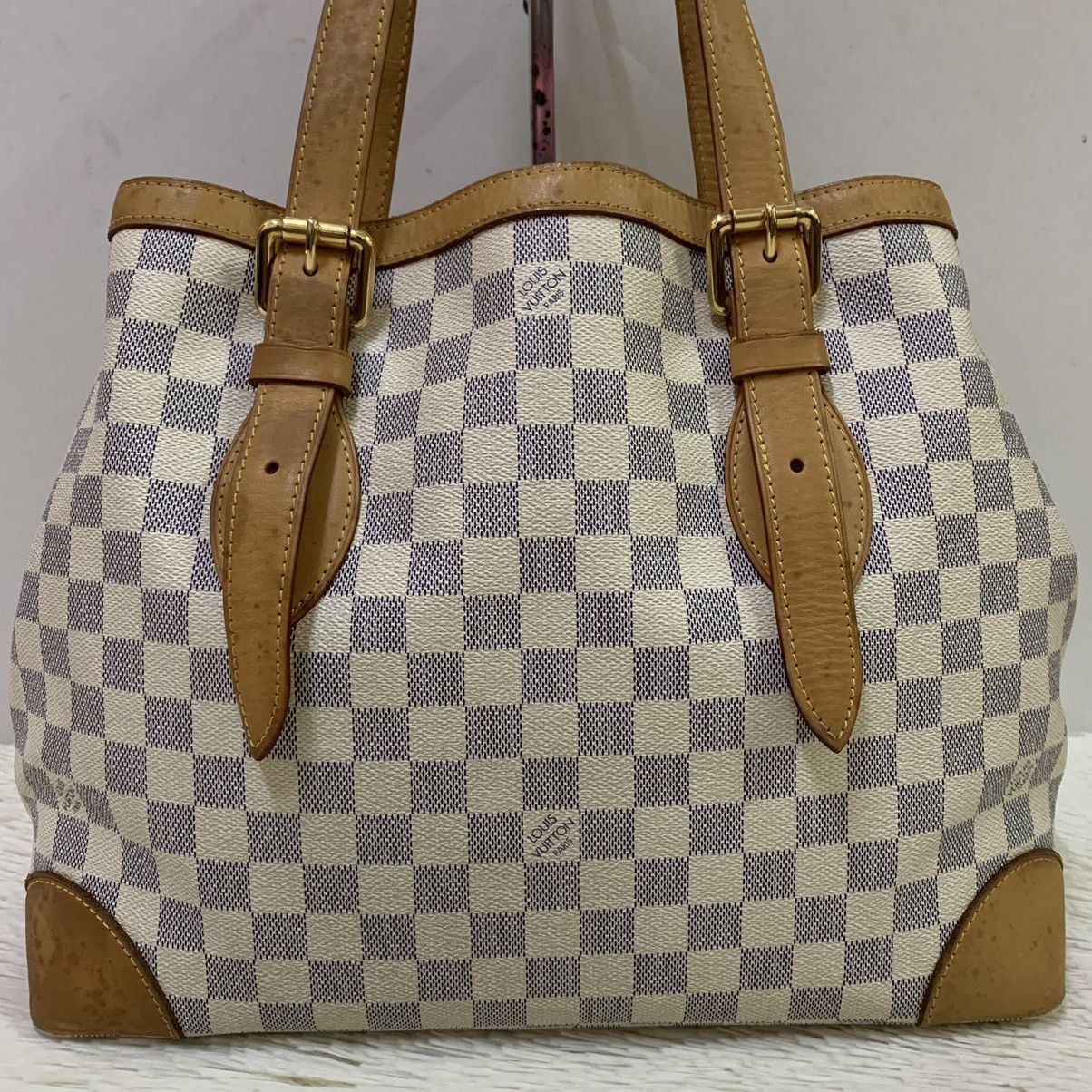 Louis Vuitton LOUIS VUITTON Hampstead MM Damier Azur Tote Bag Size ONE SIZE - 4 Thumbnail