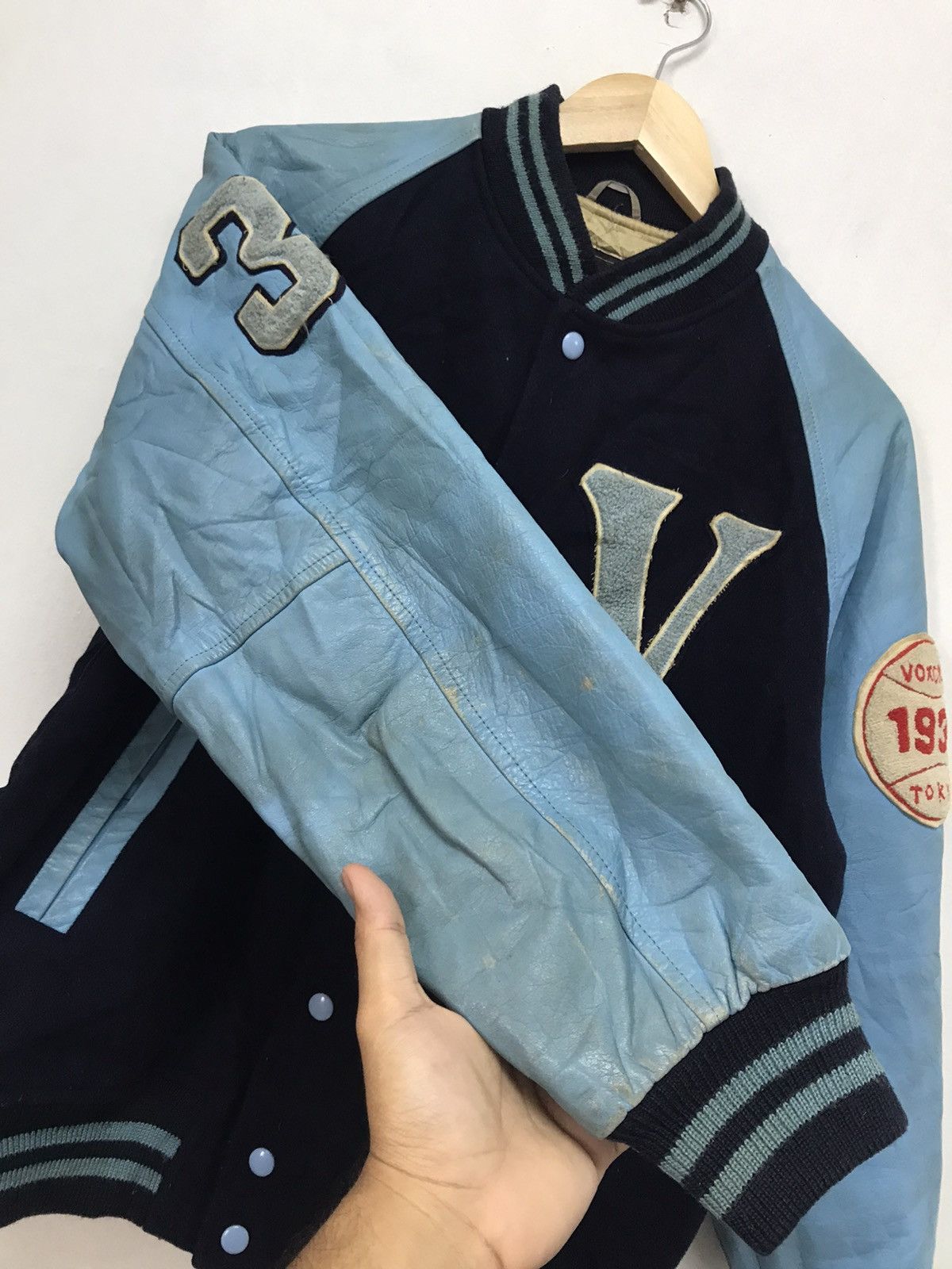 Japanese Brand Rare Vintage Vox Crew 1934 Tokyo Varsity Jackets Arm Leather Size US L / EU 52-54 / 3 - 8 Thumbnail