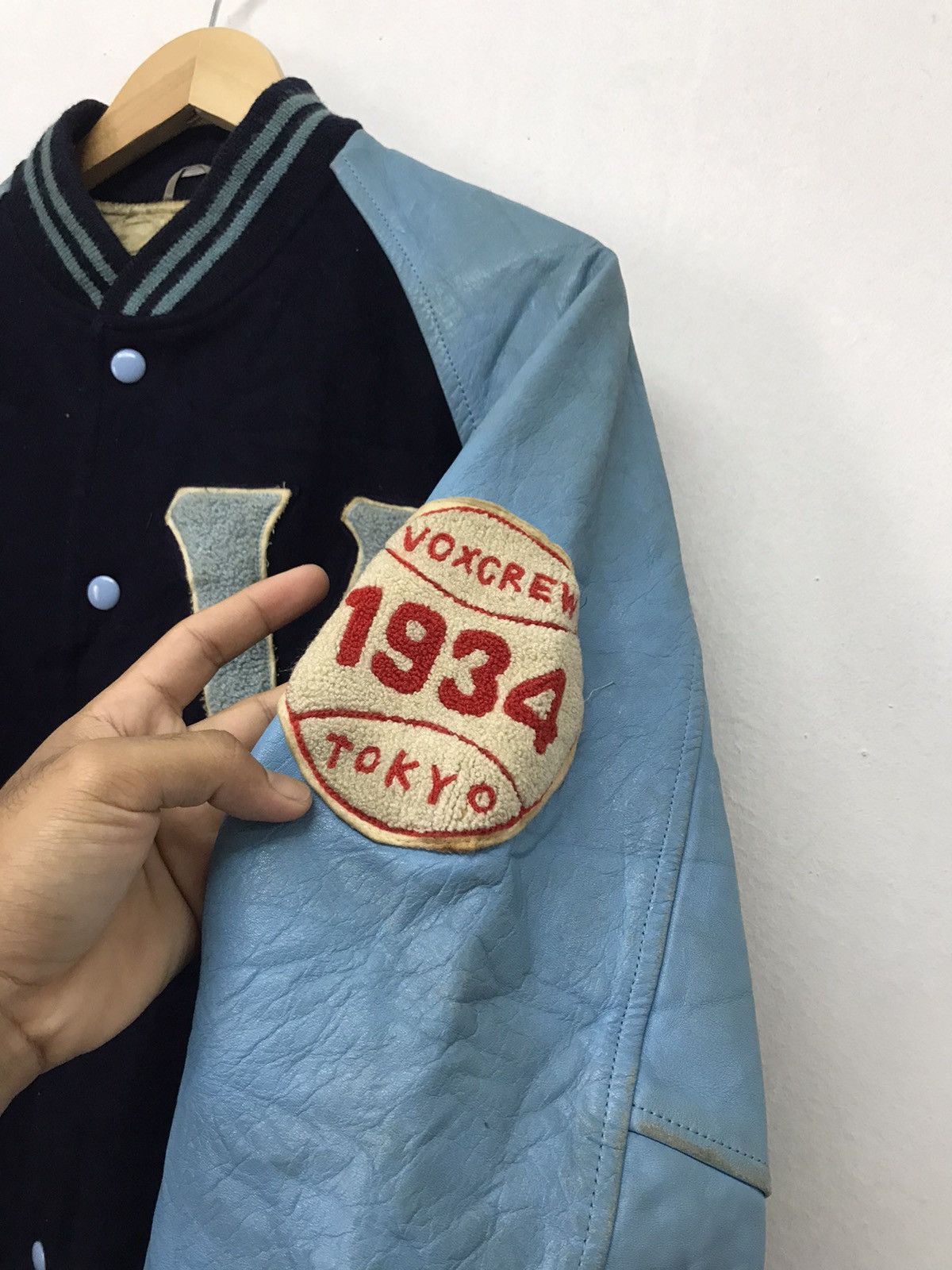Japanese Brand Rare Vintage Vox Crew 1934 Tokyo Varsity Jackets Arm Leather Size US L / EU 52-54 / 3 - 11 Thumbnail
