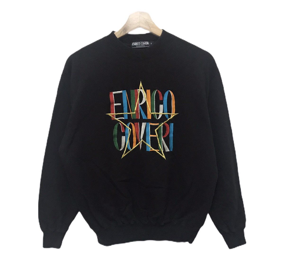image of Archival Clothing x Enrico Coveri Enrico Caveri Sweatshirt Crewneck Big Logo Multicolor in Black (S