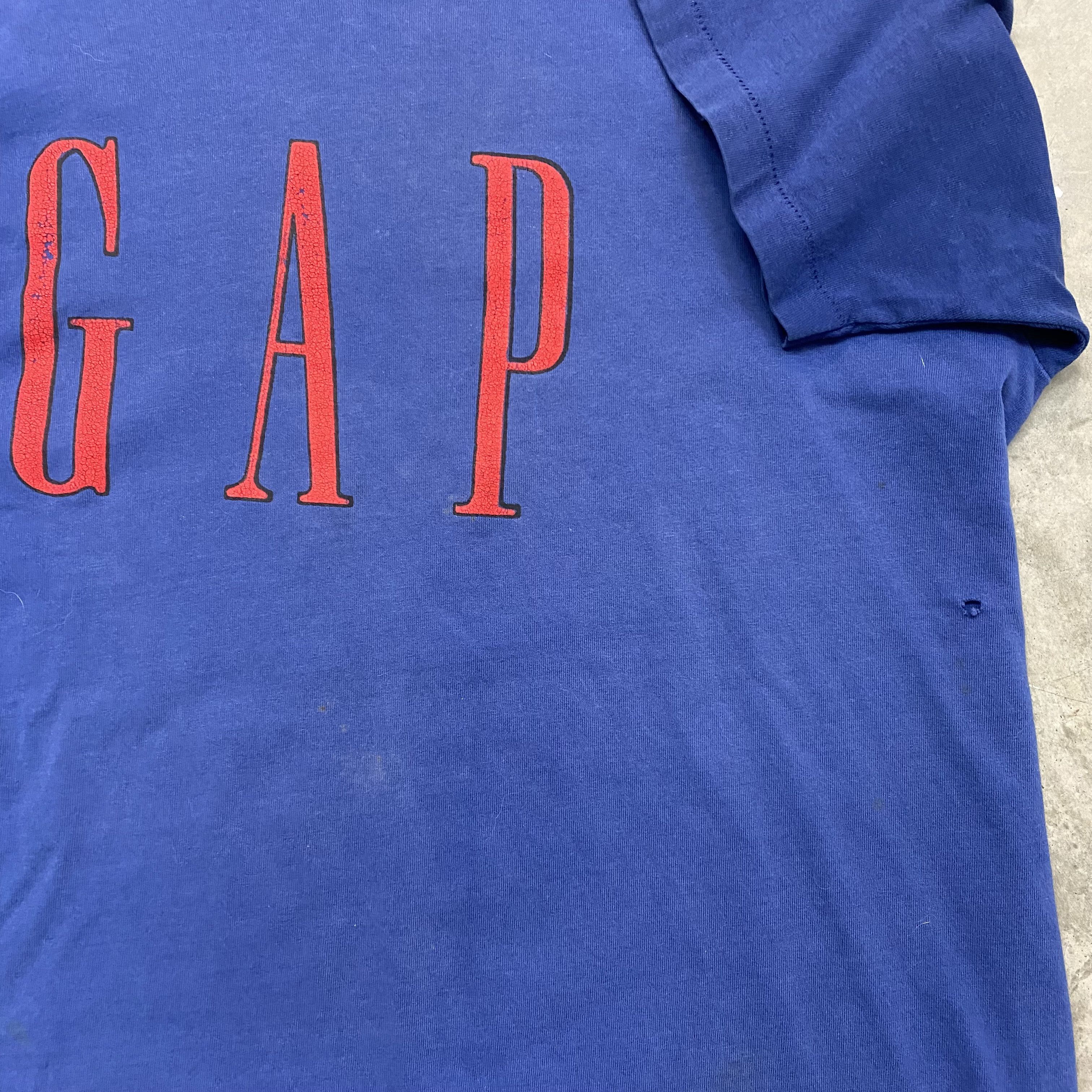 Designer × Gap × Vintage VTG 90s GAP Spellout T Shirt Faded Royal Blue Size US XL / EU 56 / 4 - 3 Thumbnail