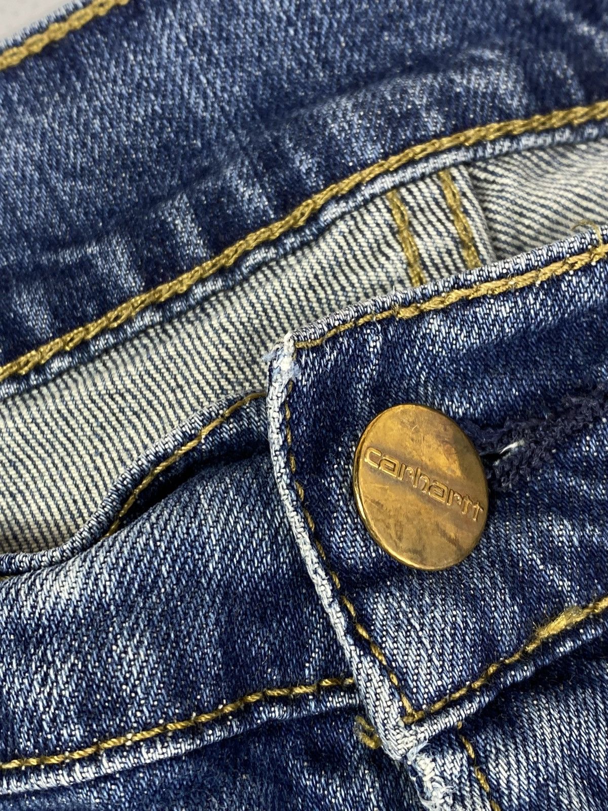 Carhartt 🔥LASTDROP🔥 Carhatt WIP Denim Jeans Leather Patch Slim Fit Size US 31 - 11 Thumbnail