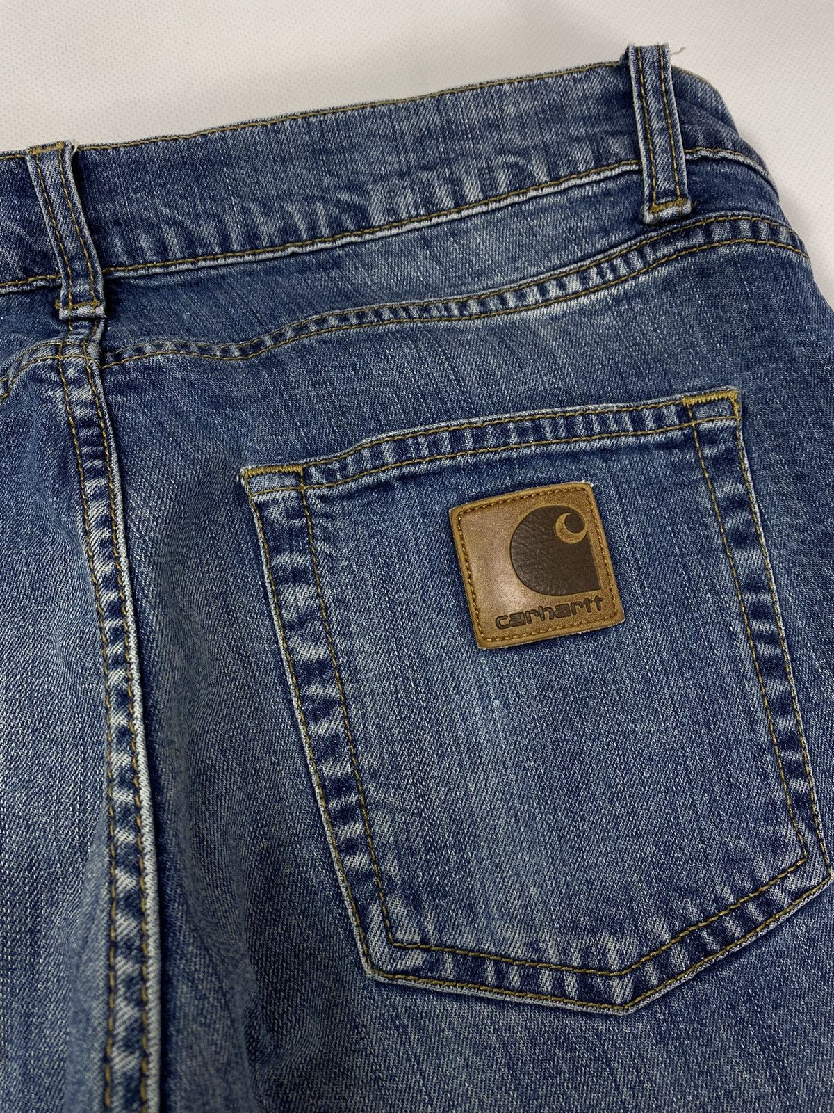Carhartt 🔥LASTDROP🔥 Carhatt WIP Denim Jeans Leather Patch Slim Fit Size US 31 - 6 Thumbnail