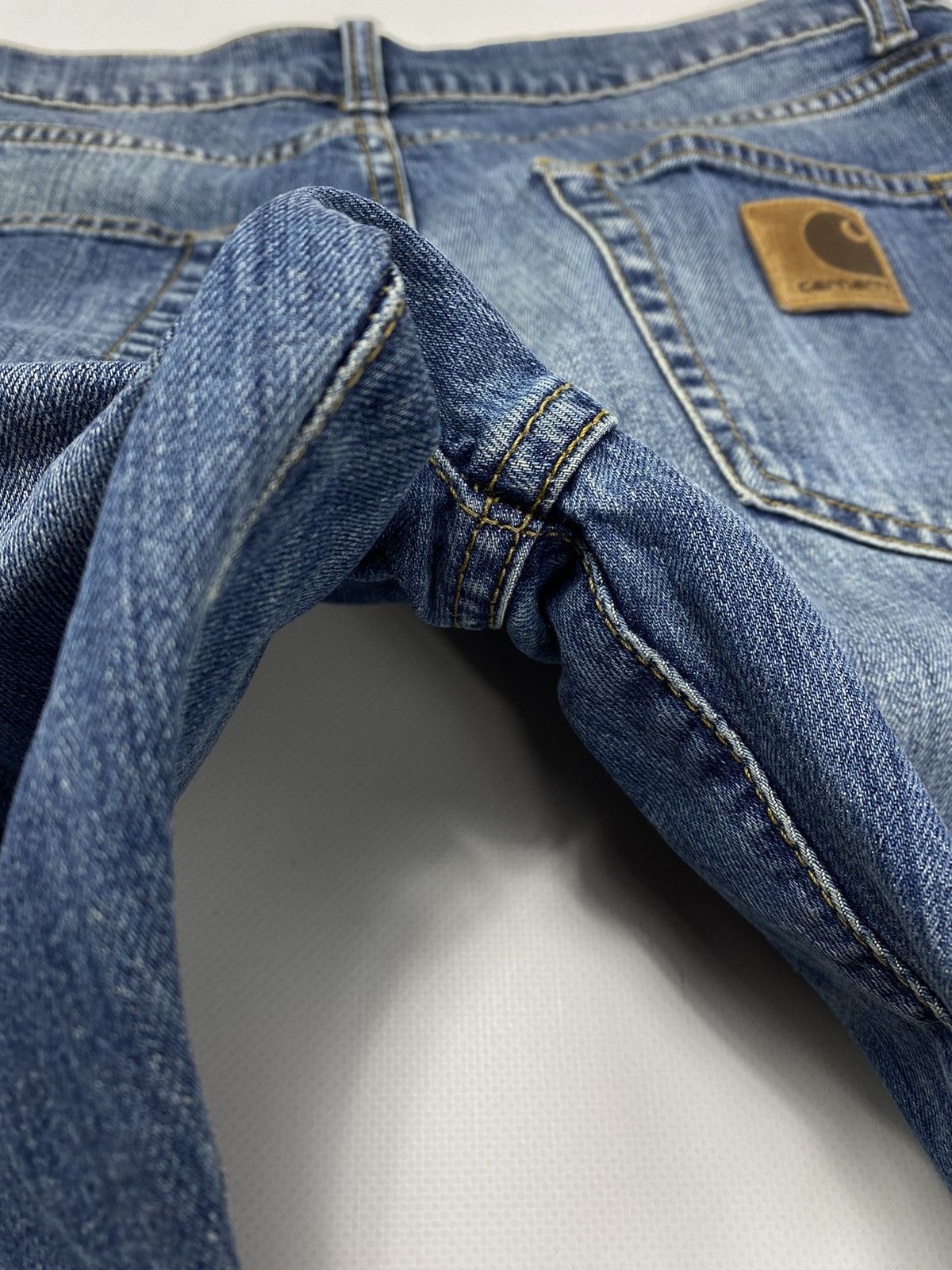 Carhartt 🔥LASTDROP🔥 Carhatt WIP Denim Jeans Leather Patch Slim Fit Size US 31 - 7 Thumbnail