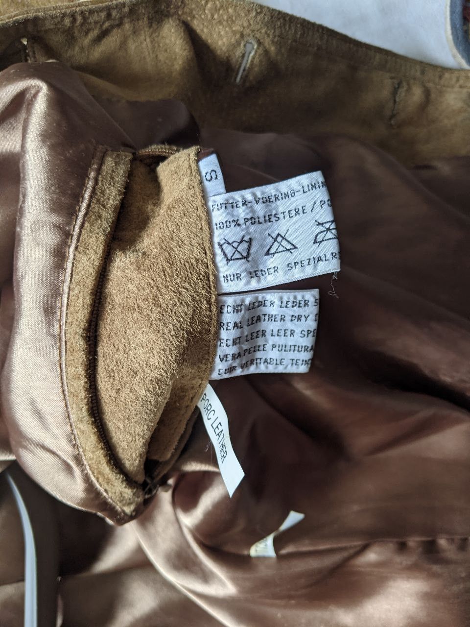 Camel × Vintage VTG Camel leather Jacket Suede trucker Size US S / EU 44-46 / 1 - 6 Thumbnail