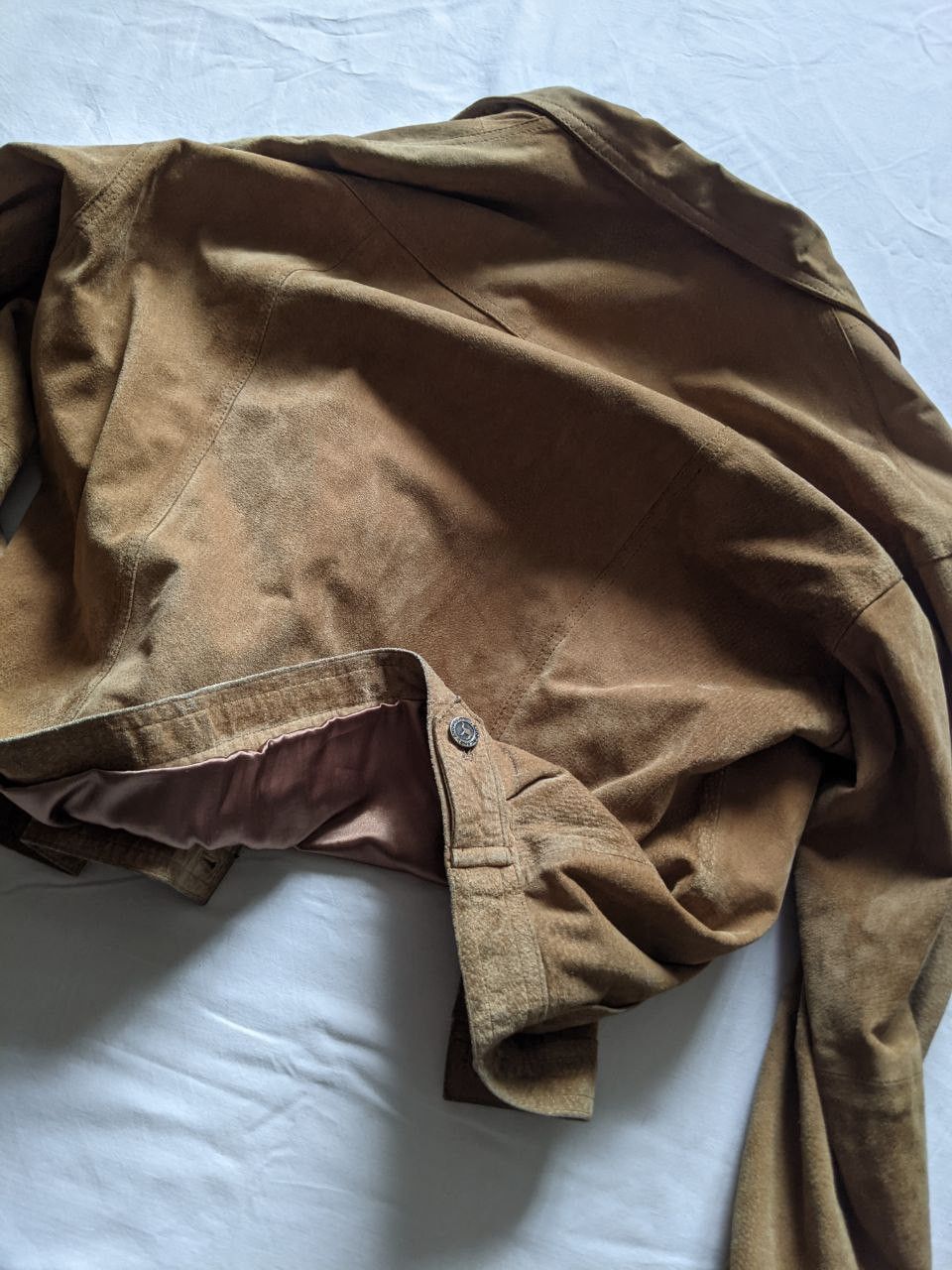 Camel × Vintage VTG Camel leather Jacket Suede trucker Size US S / EU 44-46 / 1 - 8 Thumbnail