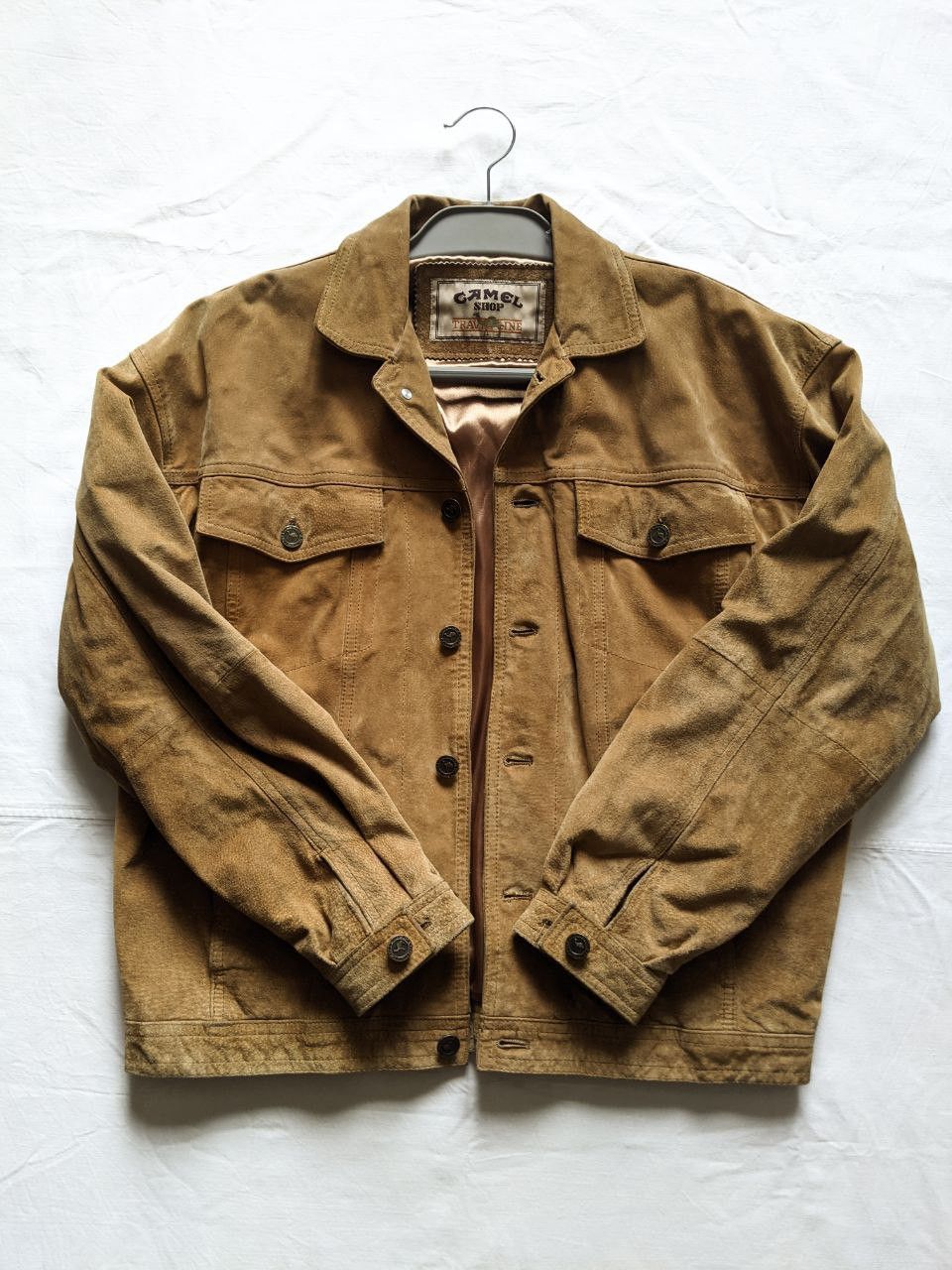 Camel × Vintage VTG Camel leather Jacket Suede trucker Size US S / EU 44-46 / 1 - 1 Thumbnail