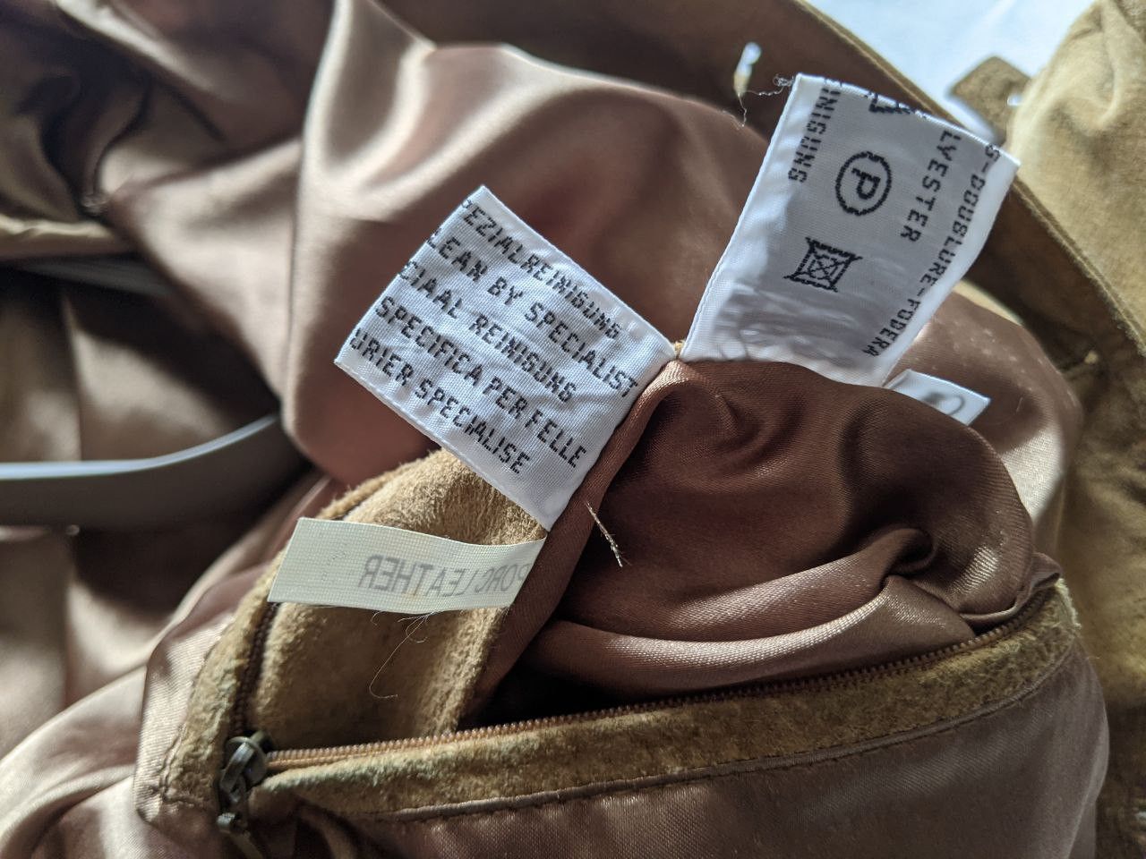 Camel × Vintage VTG Camel leather Jacket Suede trucker Size US S / EU 44-46 / 1 - 7 Thumbnail
