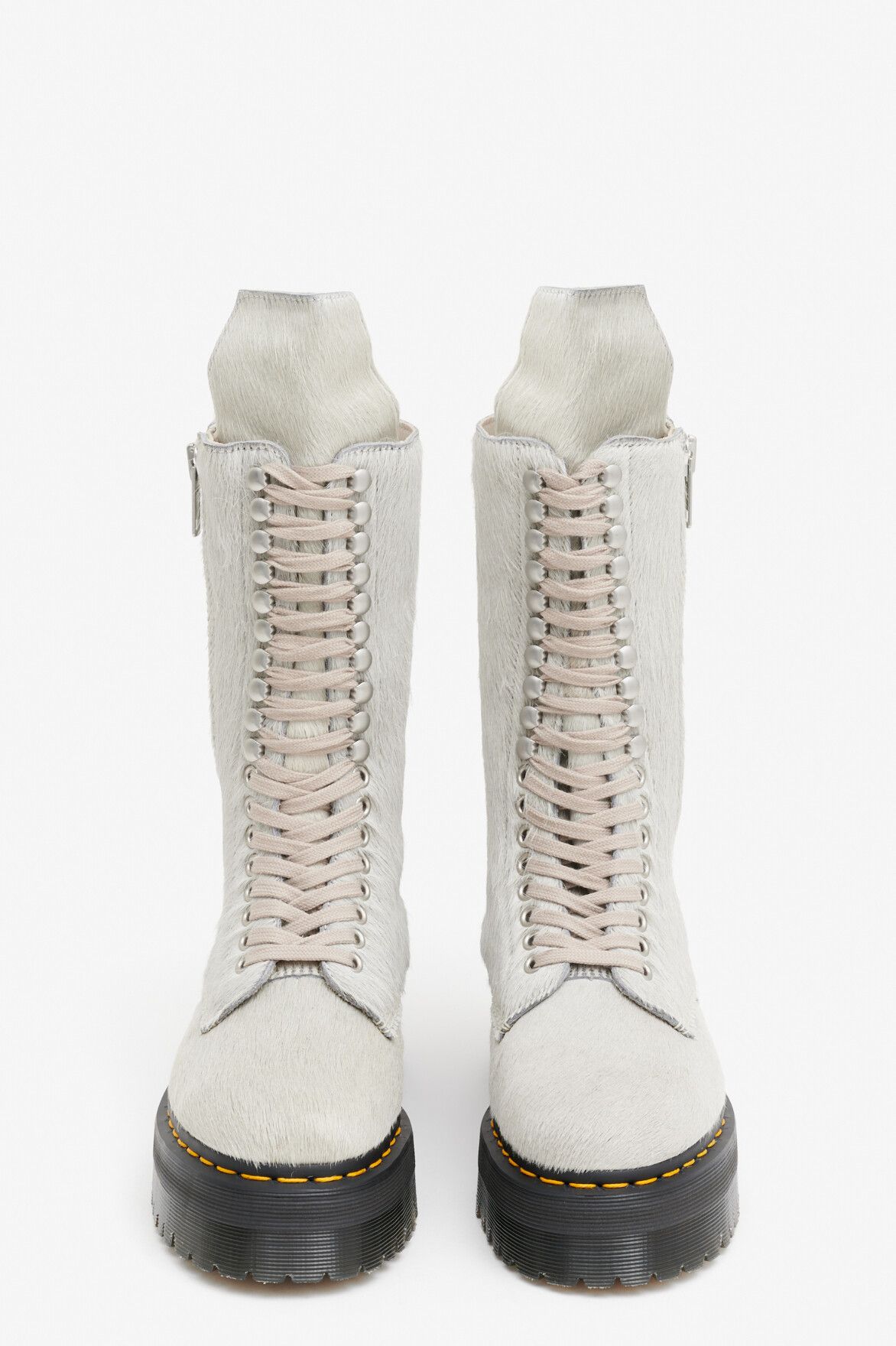Dr. Martens × Rick Owens RICK OWENS Off-White Dr. Martens Edition Pony Hair Boots Size US 8 / EU 41 - 4 Thumbnail