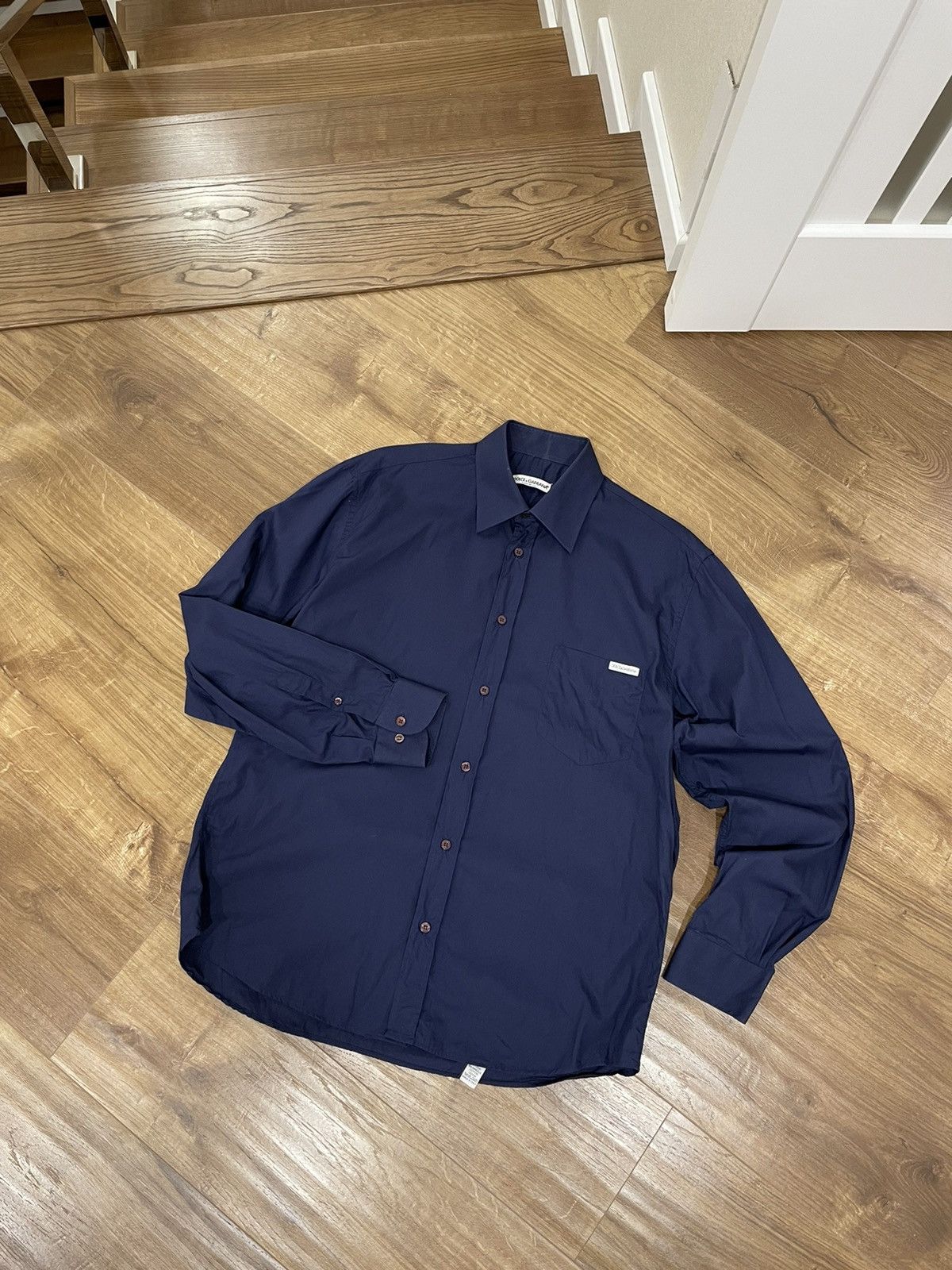 Dolce & Gabbana × Vintage Vintage Dolce&Gabbana Blue Button Ups Shirt Size L Size US L / EU 52-54 / 3 - 1 Thumbnail
