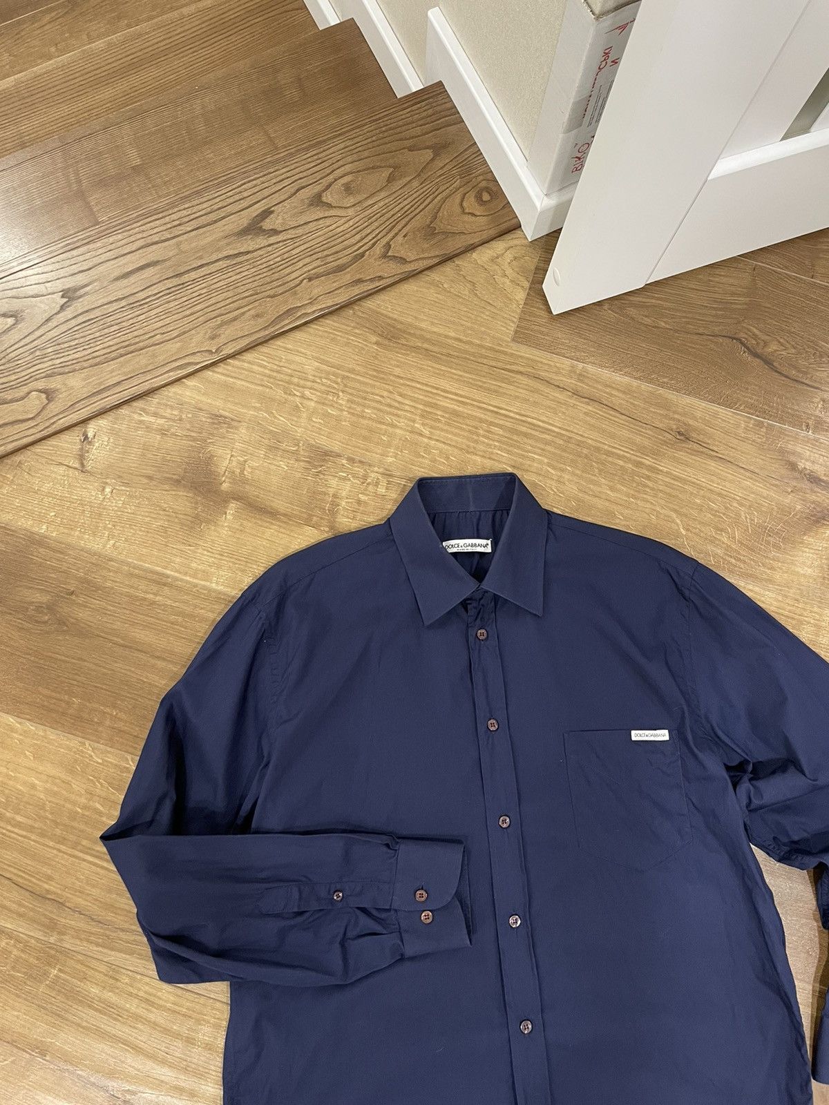 Dolce & Gabbana × Vintage Vintage Dolce&Gabbana Blue Button Ups Shirt Size L Size US L / EU 52-54 / 3 - 2 Thumbnail