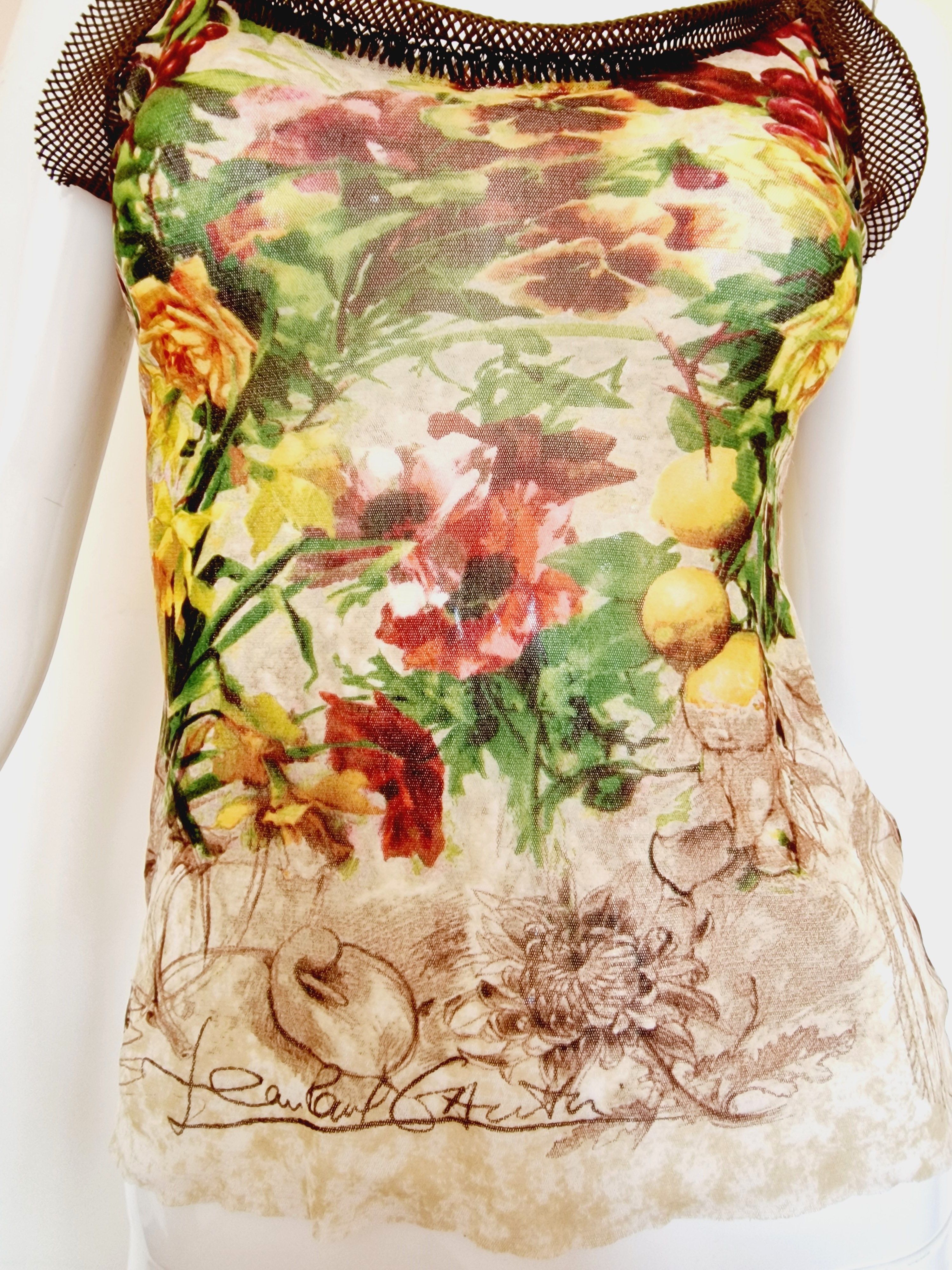 Jean Paul Gaultier Jean Paul Gaultier Floral Flower Mesh Cherry Top Tee T-shirt Size US M / EU 48-50 / 2 - 5 Thumbnail