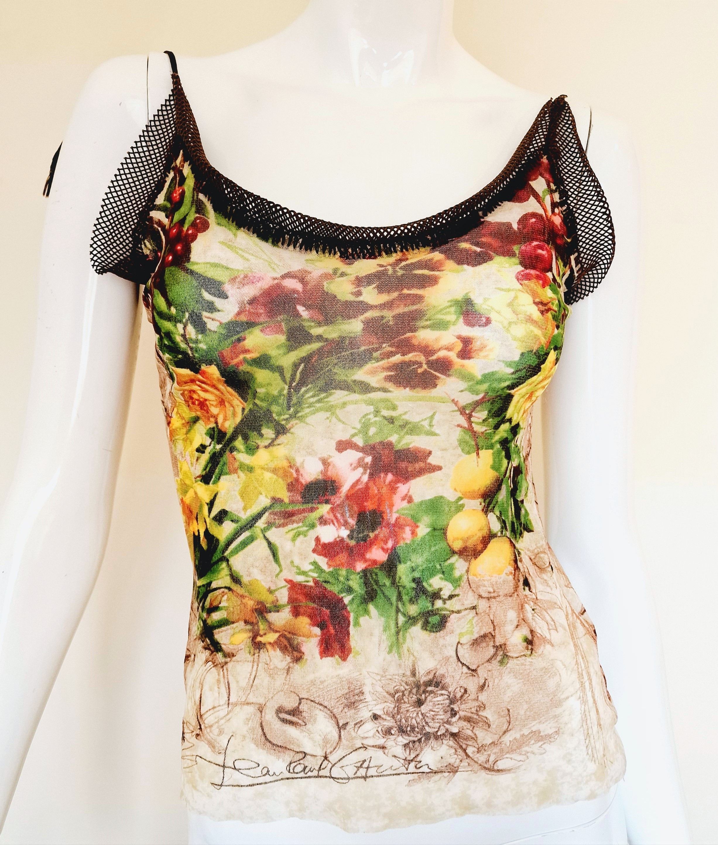 Jean Paul Gaultier Jean Paul Gaultier Floral Flower Mesh Cherry Top Tee T-shirt Size US M / EU 48-50 / 2 - 2 Thumbnail