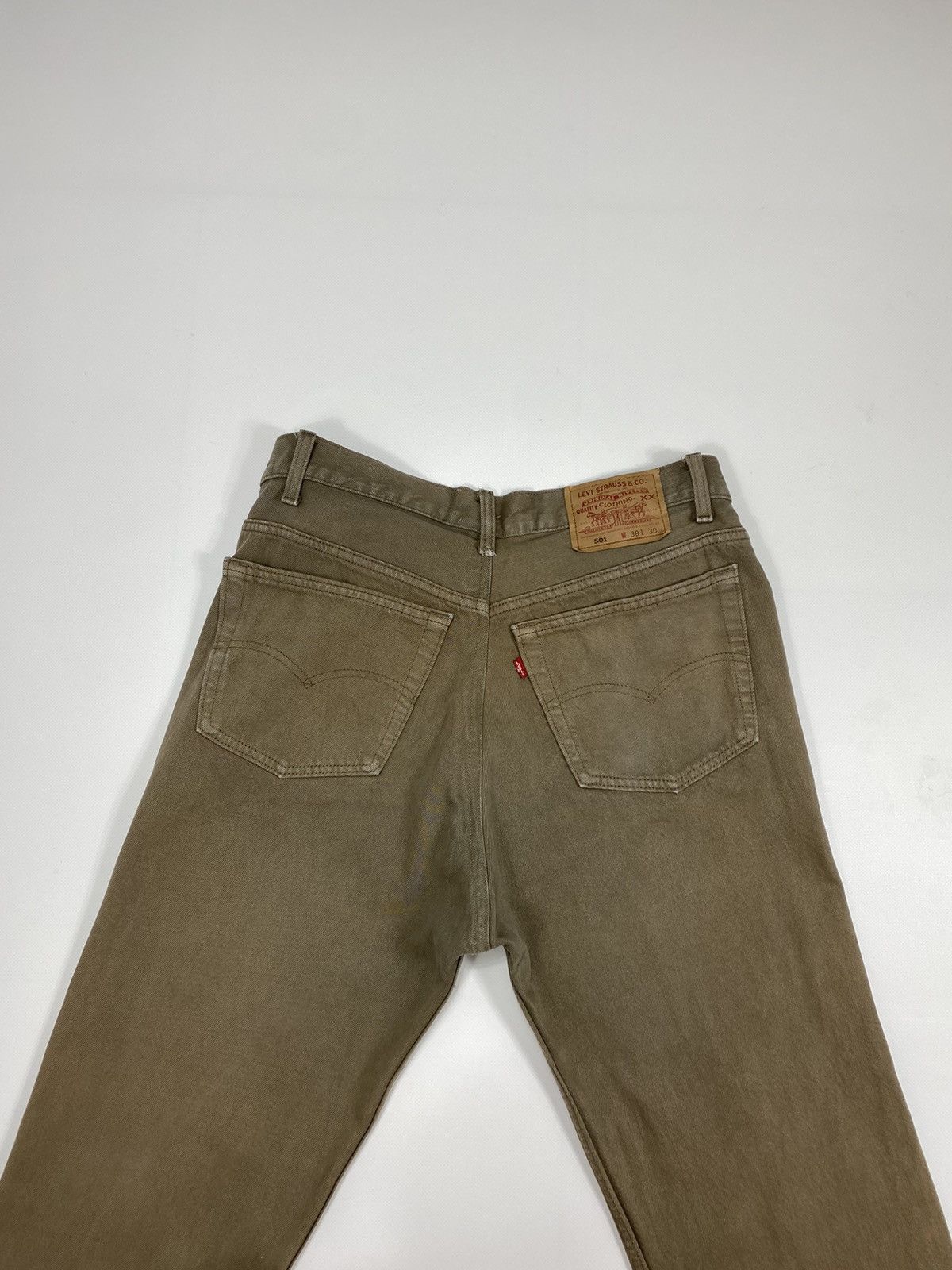 Levi's 🔥LASTDROP🔥Made In USA Greenish Brown Fade Distressed Pants Size US 33 - 10 Thumbnail