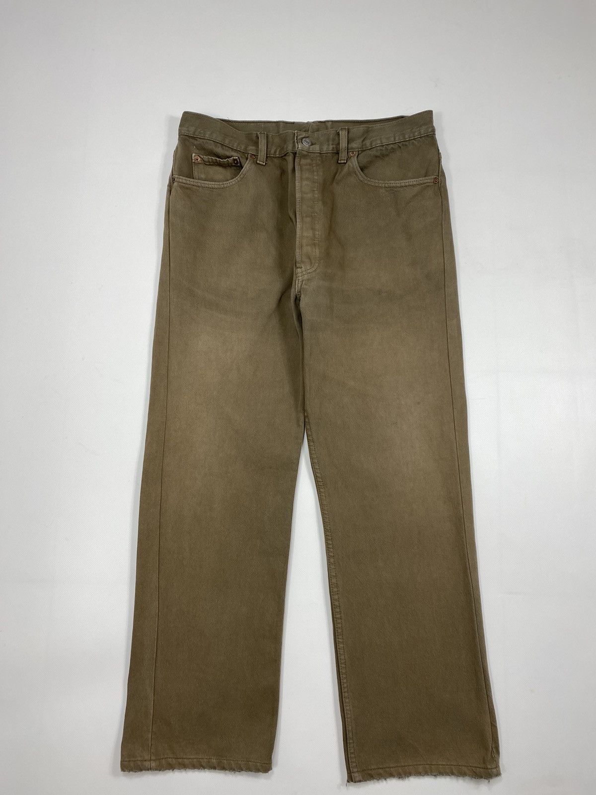 Levi's 🔥LASTDROP🔥Made In USA Greenish Brown Fade Distressed Pants Size US 33 - 15 Thumbnail