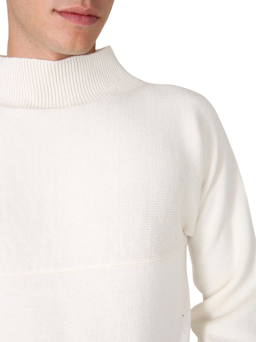 Maison Margiela Margiela Mock Neck Panelled Sweater - White Wool Size US L / EU 52-54 / 3 - 12 Thumbnail