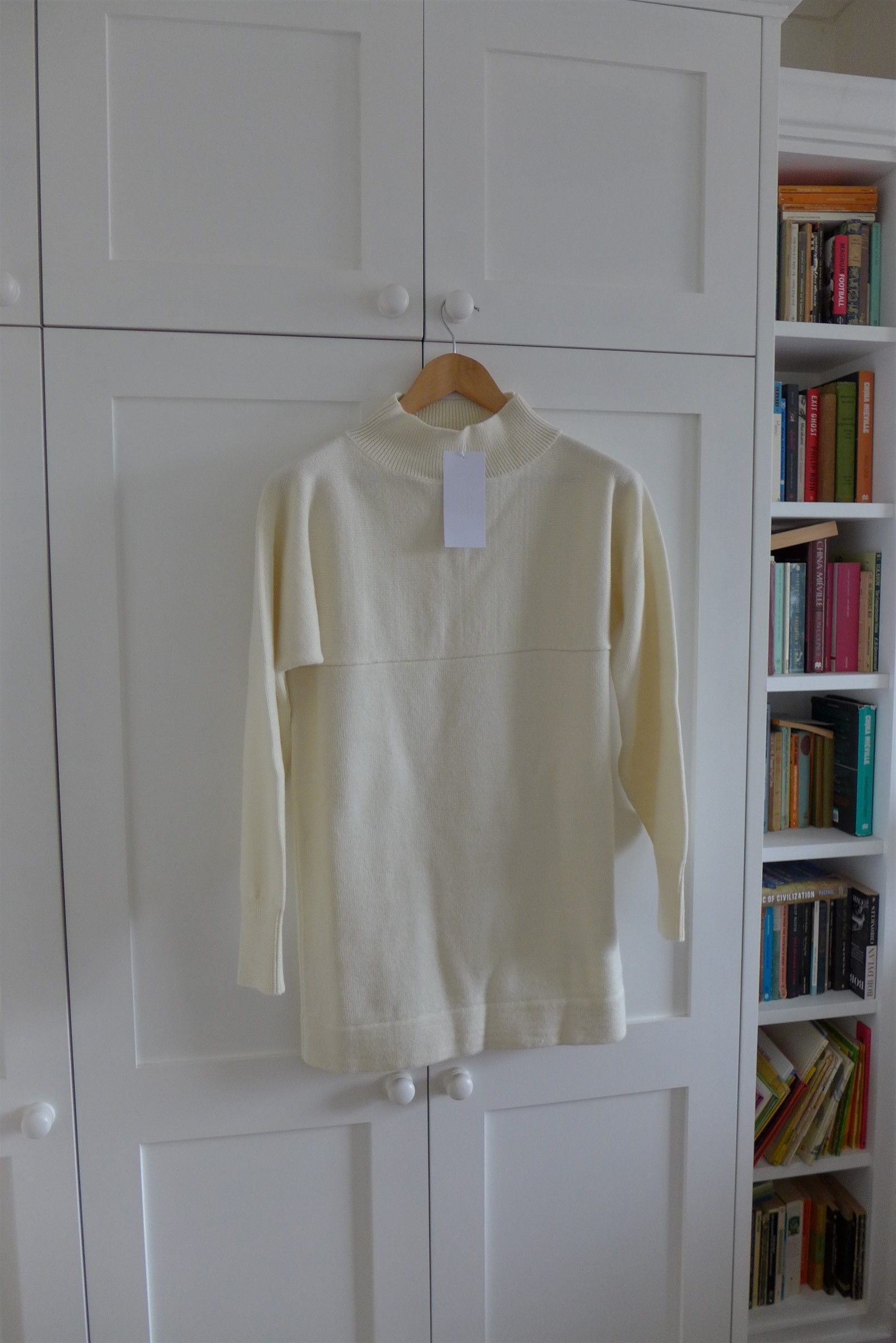 image of Maison Margiela Margiela Mock Neck Panelled Sweater - White Wool, Men's (Size Large)