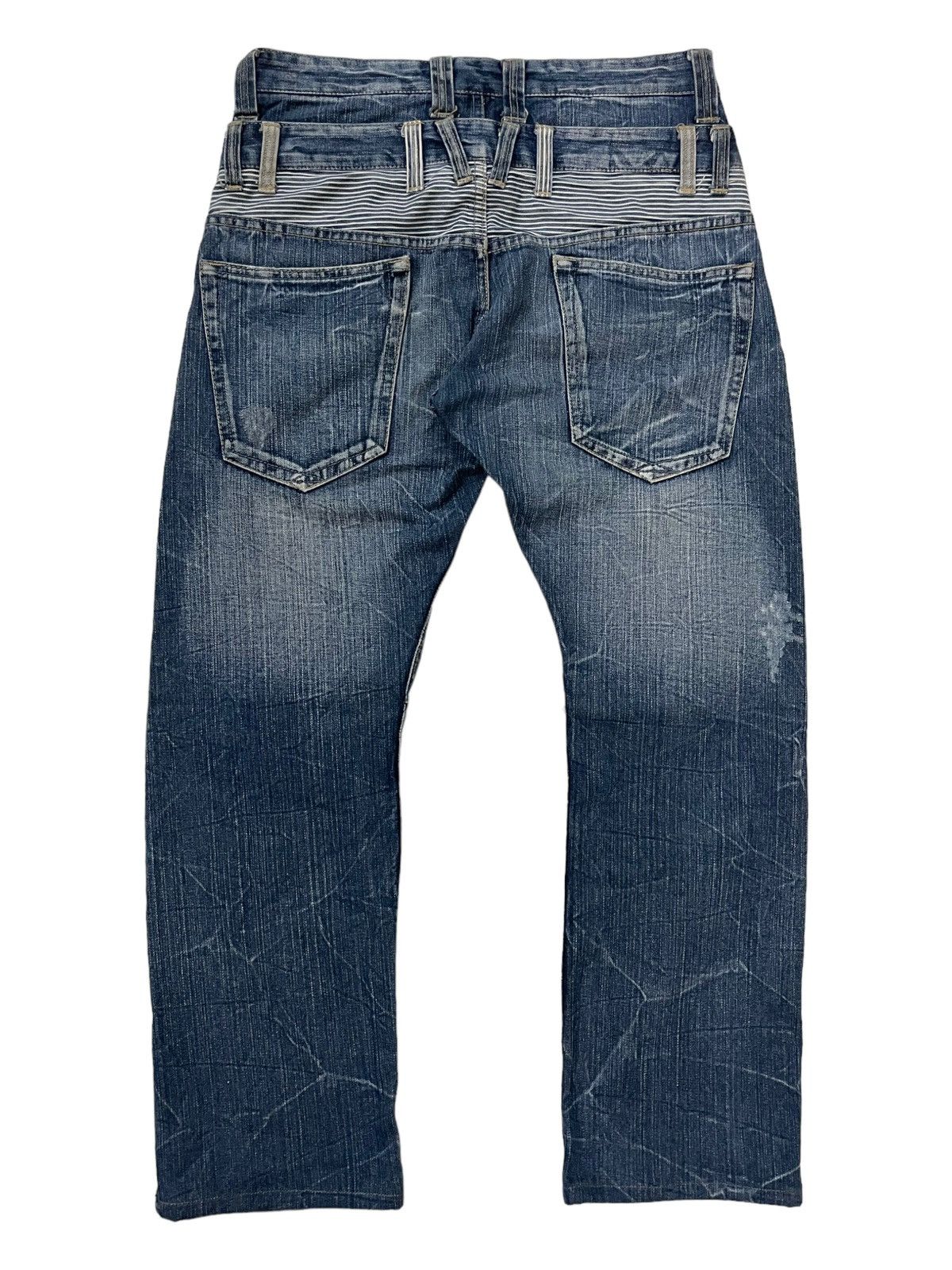 14th Addiction × Japanese Brand Y2k Japanese Dominate Double Waist Faded Grunge Punk Jeans Size US 32 / EU 48 - 3 Thumbnail