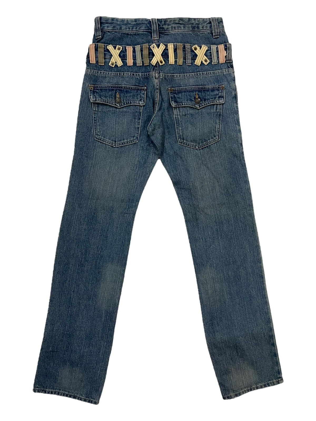 Japanese Brand × Seditionaries × Vintage Vtg Japanese Brand Double Waist Faded Bondage Punk Jeans Size US 30 / EU 46 - 2 Thumbnail