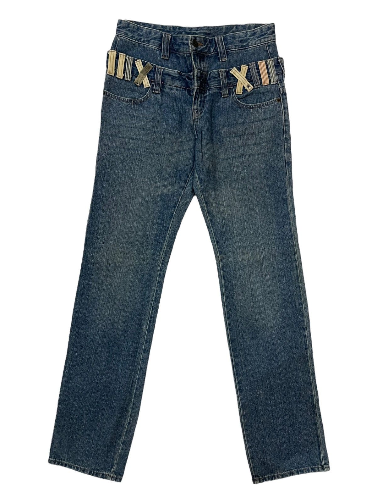 Japanese Brand × Seditionaries × Vintage Vtg Japanese Brand Double Waist Faded Bondage Punk Jeans Size US 30 / EU 46 - 1 Thumbnail