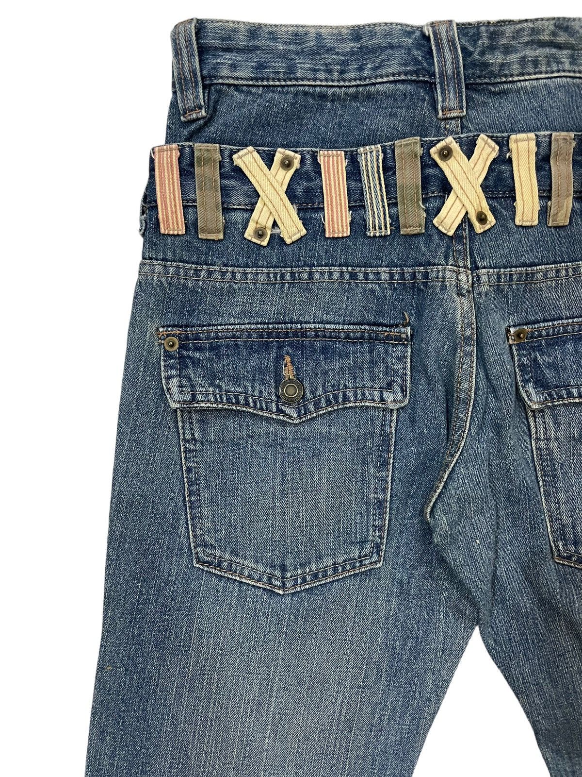 Japanese Brand × Seditionaries × Vintage Vtg Japanese Brand Double Waist Faded Bondage Punk Jeans Size US 30 / EU 46 - 11 Thumbnail