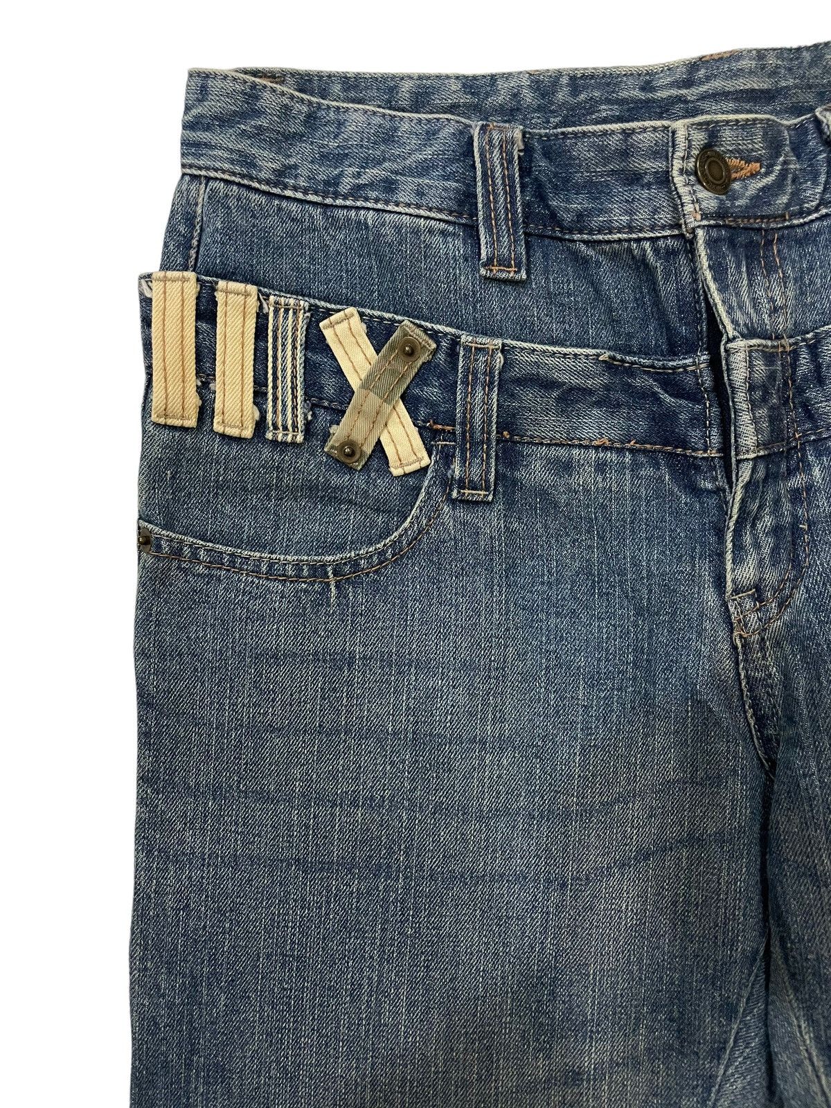Japanese Brand × Seditionaries × Vintage Vtg Japanese Brand Double Waist Faded Bondage Punk Jeans Size US 30 / EU 46 - 5 Thumbnail