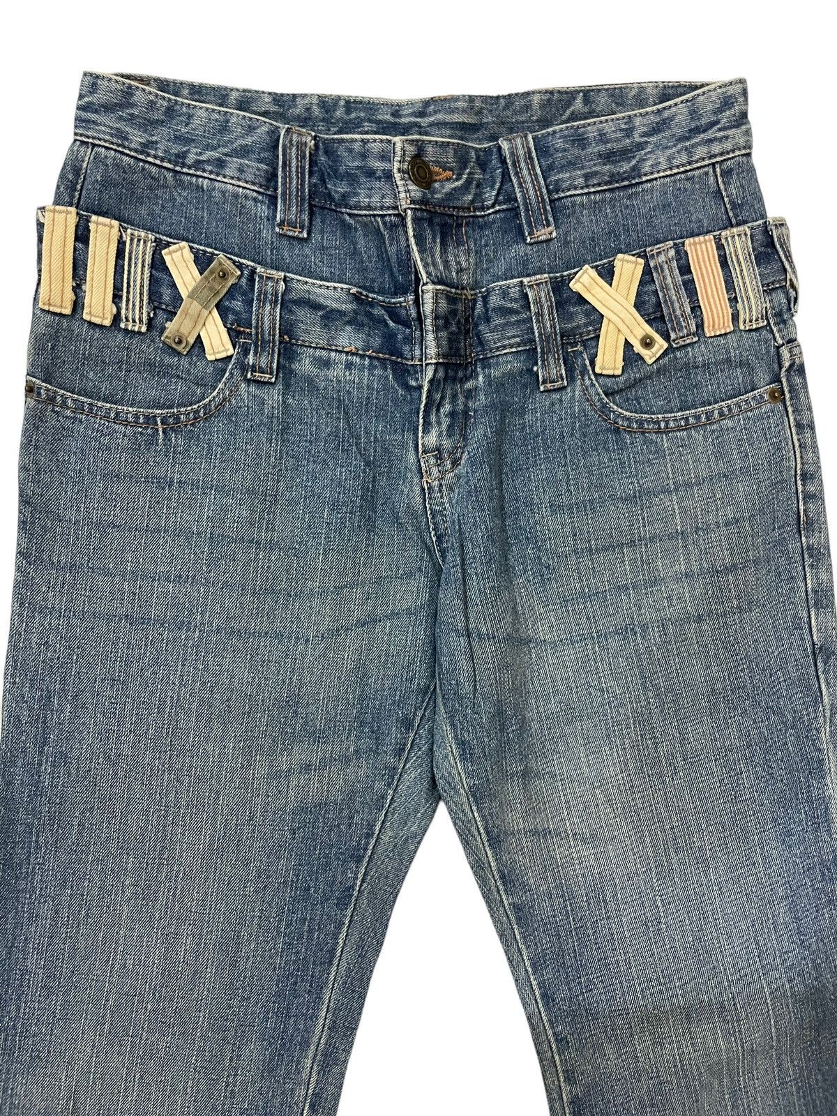 Japanese Brand × Seditionaries × Vintage Vtg Japanese Brand Double Waist Faded Bondage Punk Jeans Size US 30 / EU 46 - 3 Thumbnail