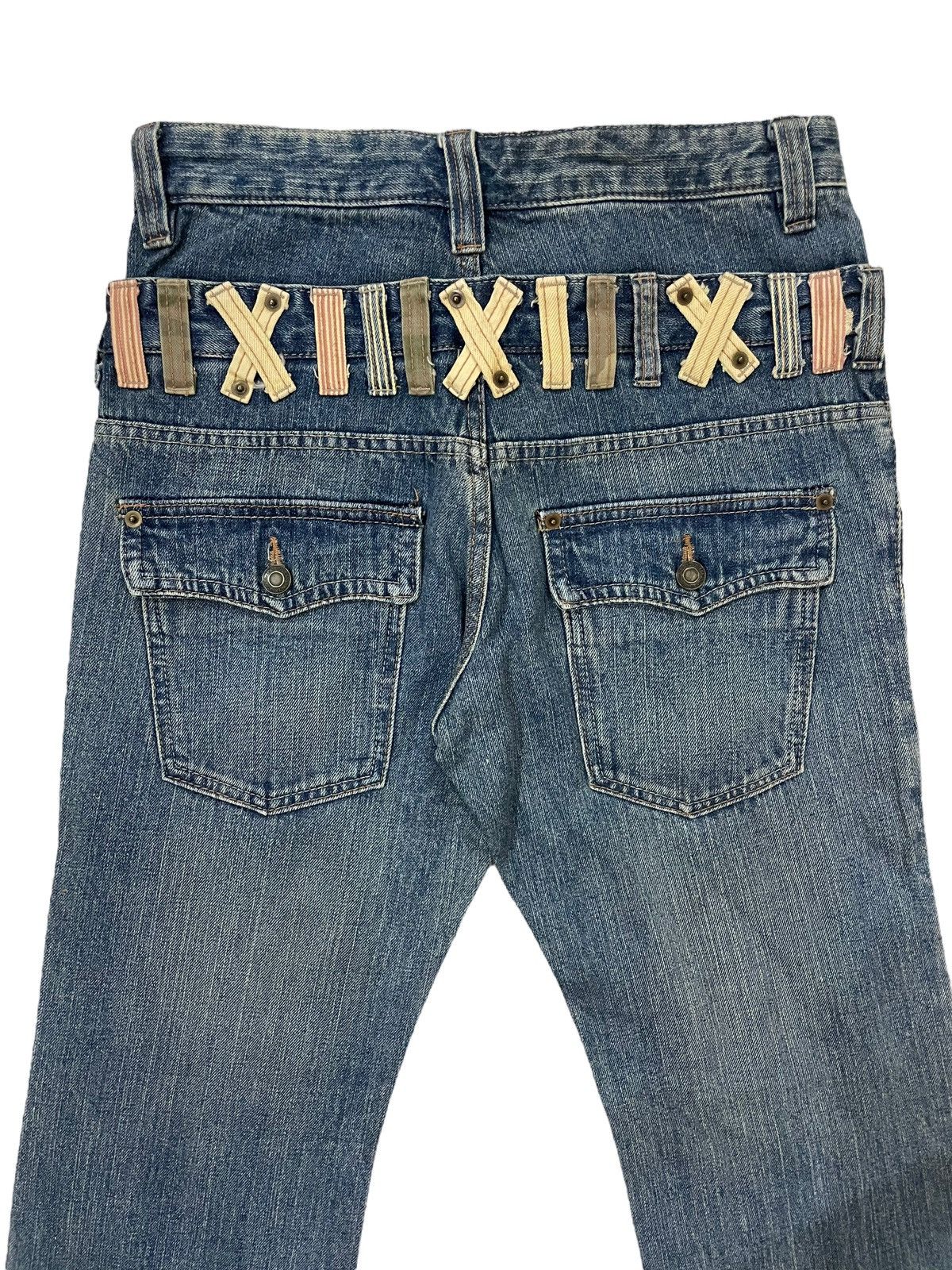 Japanese Brand × Seditionaries × Vintage Vtg Japanese Brand Double Waist Faded Bondage Punk Jeans Size US 30 / EU 46 - 9 Thumbnail