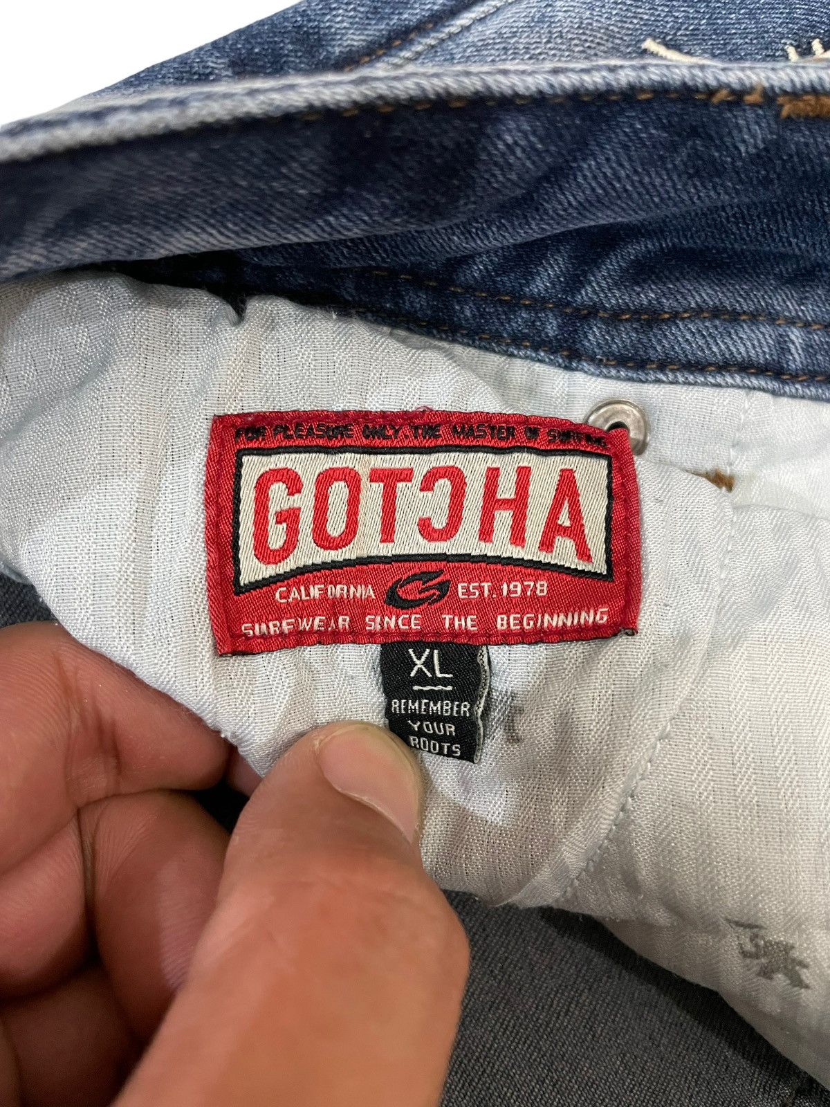 Gotcha × Seditionaries Y2k Vtg Gotcha Distressed Faded Patchwork Stretch Jeans Size US 34 / EU 50 - 8 Thumbnail