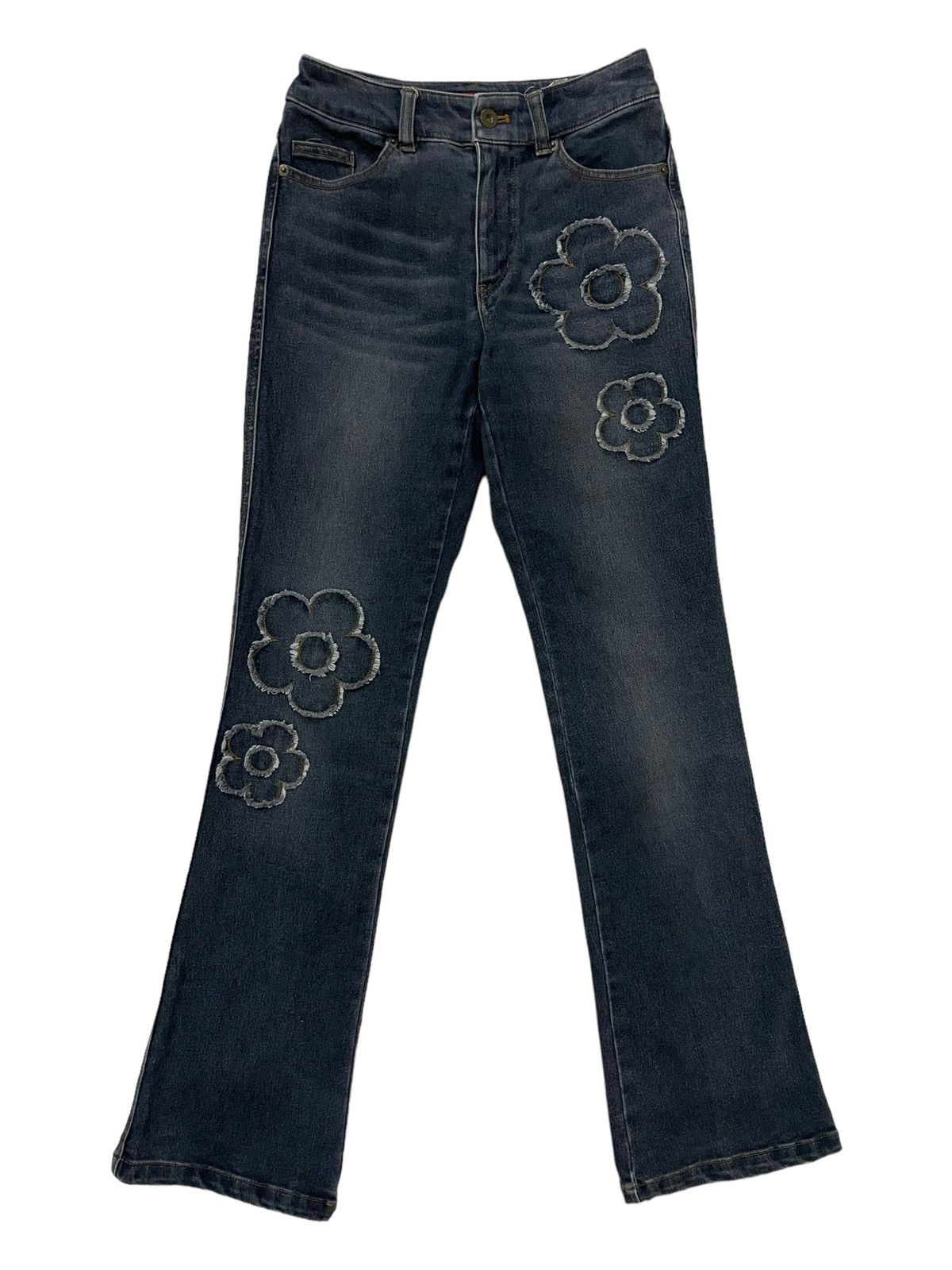 Japanese Brand Vintage Passione Flared / Bootcut Embroidered Flower Design Size 26" / US 2 / IT 38 - 1 Thumbnail
