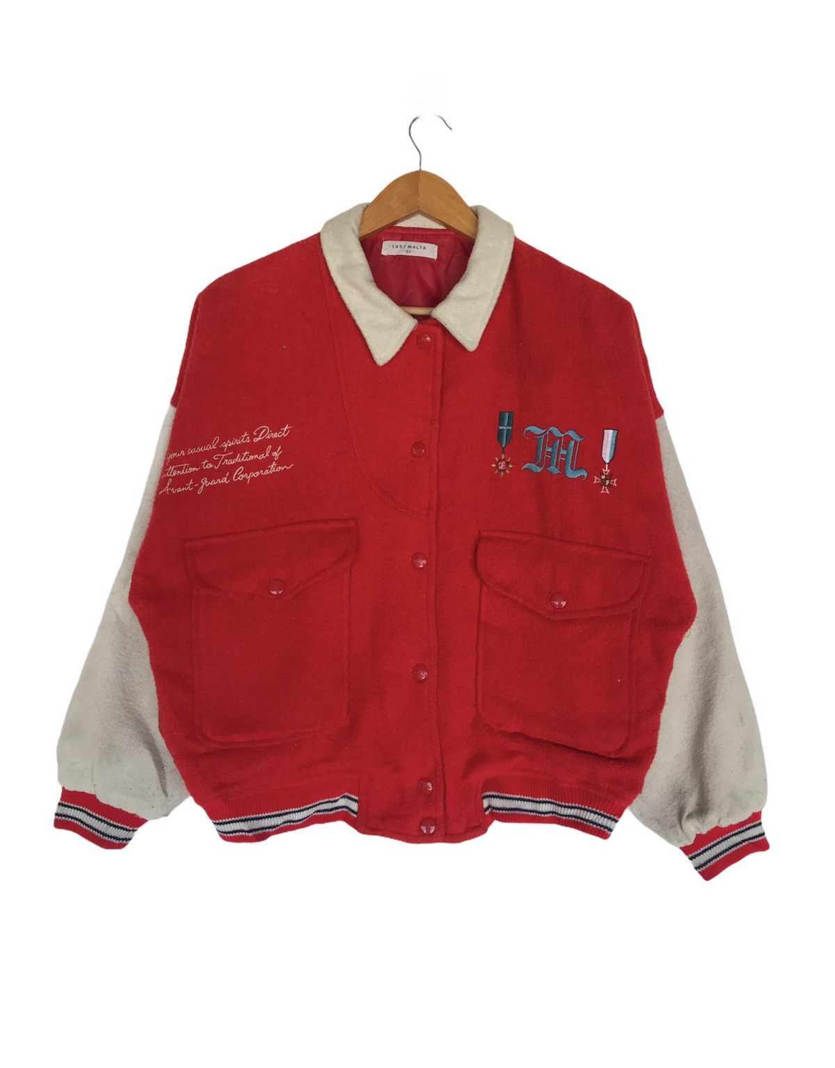 Vintage RARE Vintage Malta Varsity Letterman Jacket Wool Size US M / EU 48-50 / 2 - 1 Thumbnail