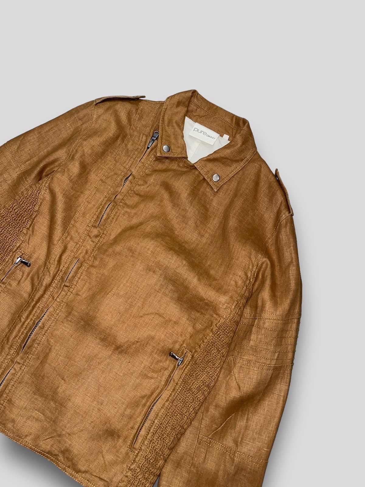 DKNY × Donna Karan Archive Donna Karan Balmain Like Beige Biker Light Jacket Size US S / EU 44-46 / 1 - 4 Thumbnail