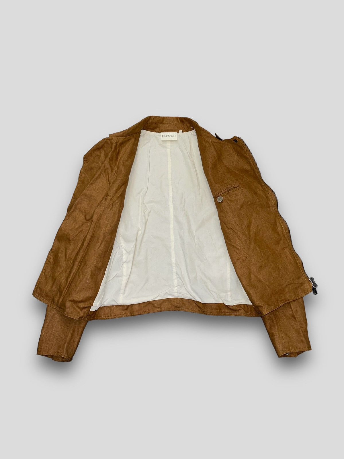 DKNY × Donna Karan Archive Donna Karan Balmain Like Beige Biker Light Jacket Size US S / EU 44-46 / 1 - 11 Thumbnail