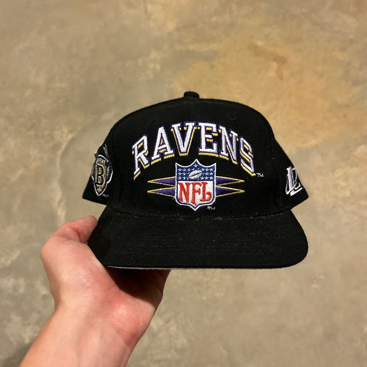 90's Baltimore Ravens Logo Athletic Diamond NFL Snapback Hat