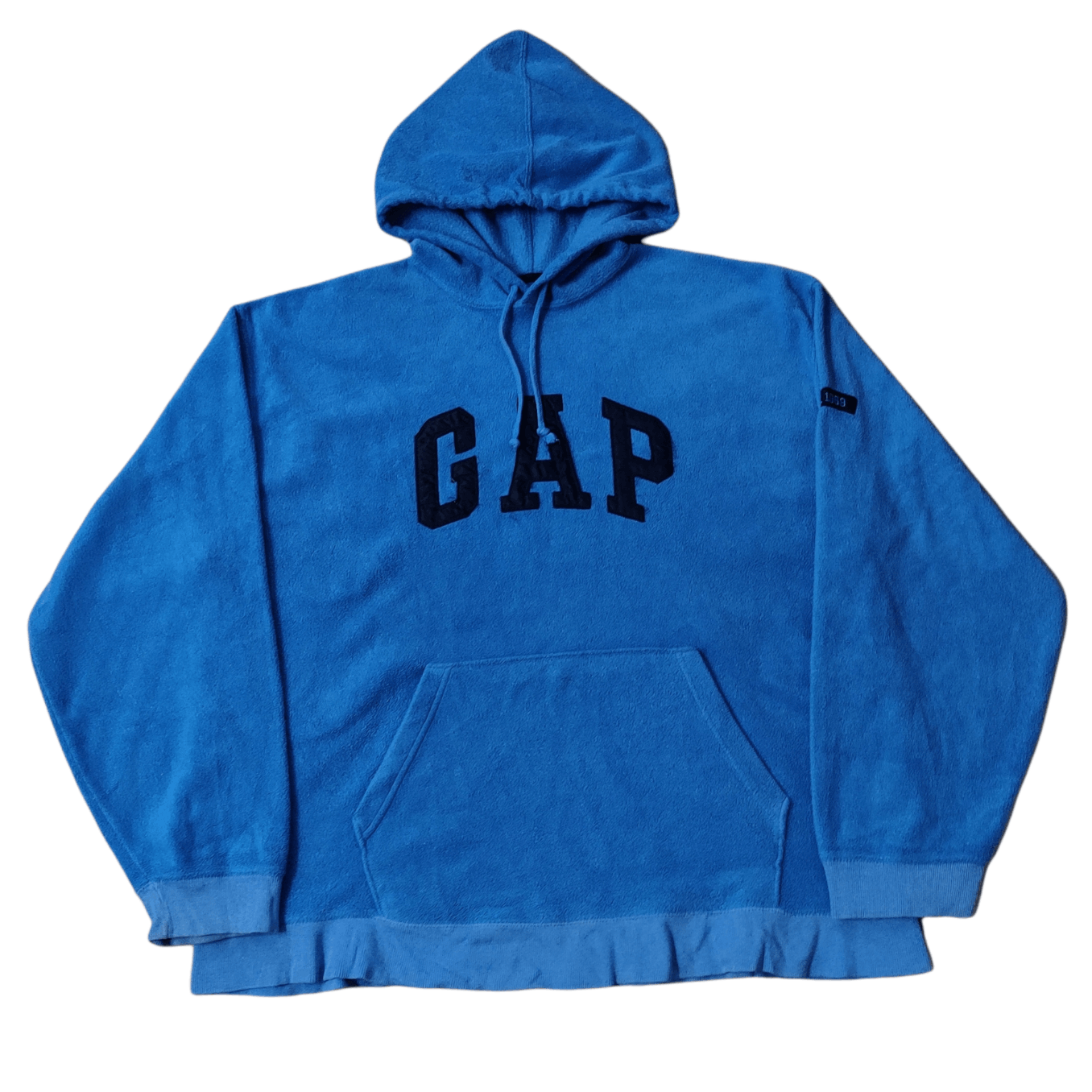 image of Vintage Gap Fleece Hoodie Big Logo Spellout in Baby Blue, Men's (Size XL)